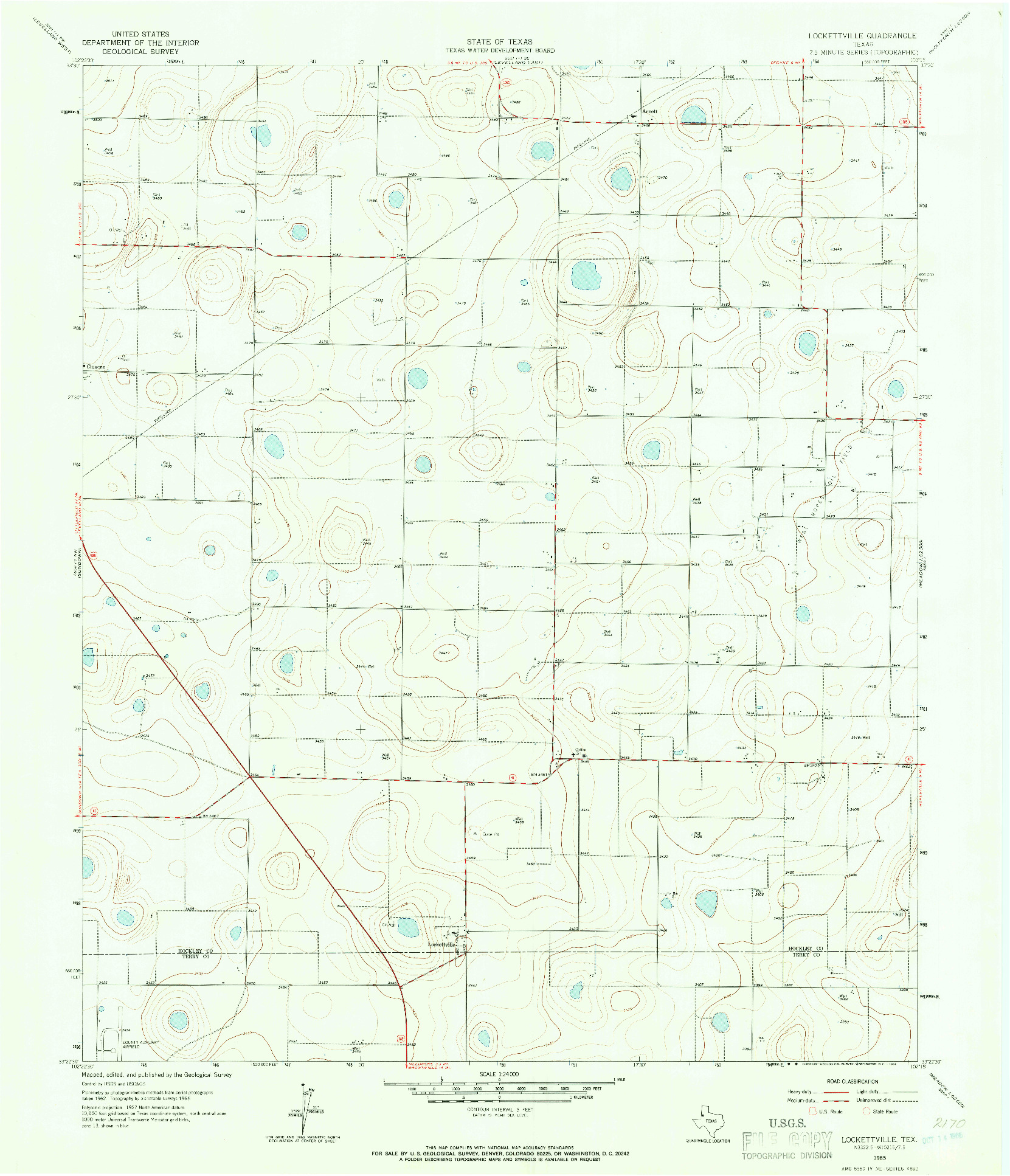 USGS 1:24000-SCALE QUADRANGLE FOR LOCKETTVILLE, TX 1965