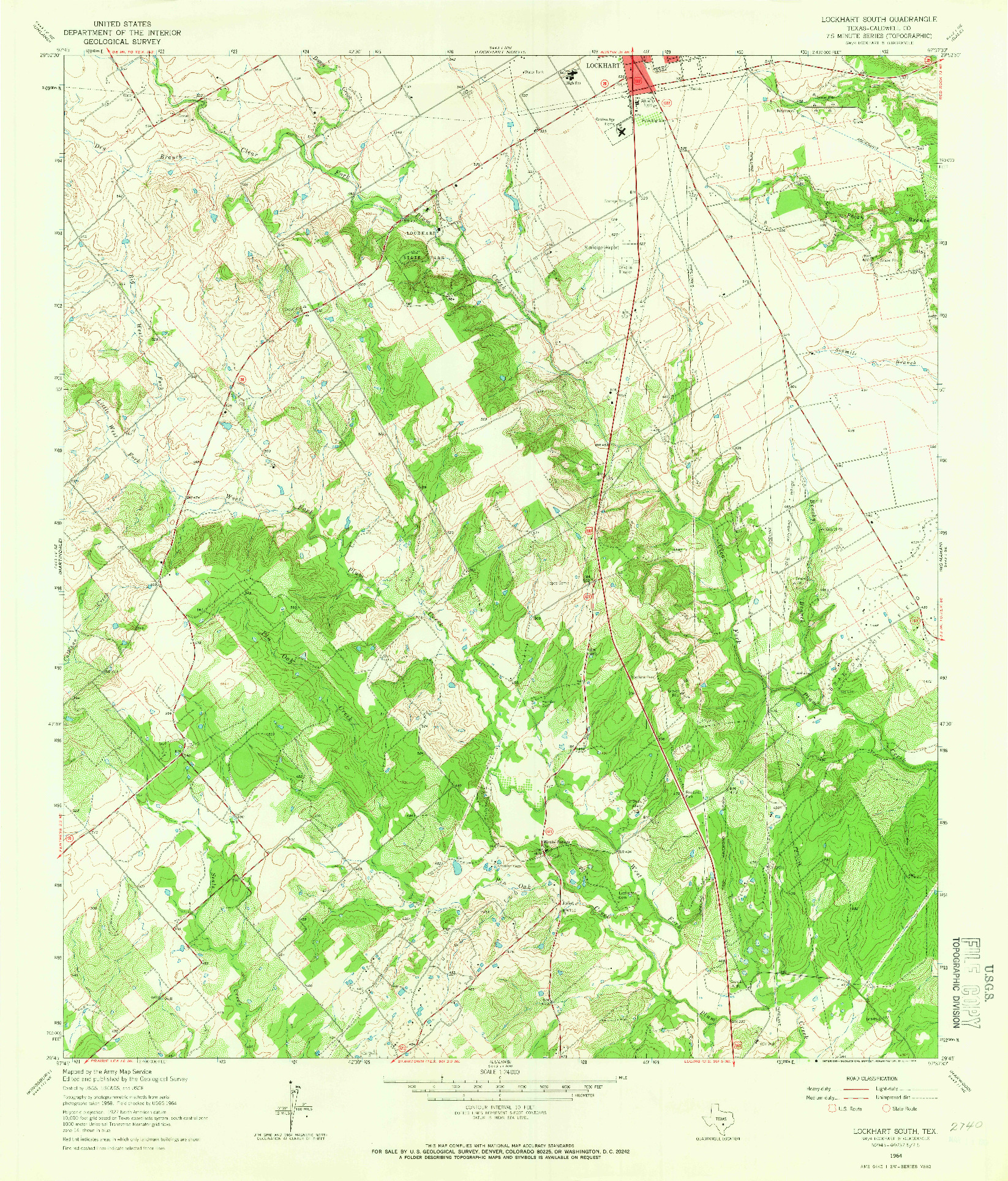 USGS 1:24000-SCALE QUADRANGLE FOR LOCKHART SOUTH, TX 1964