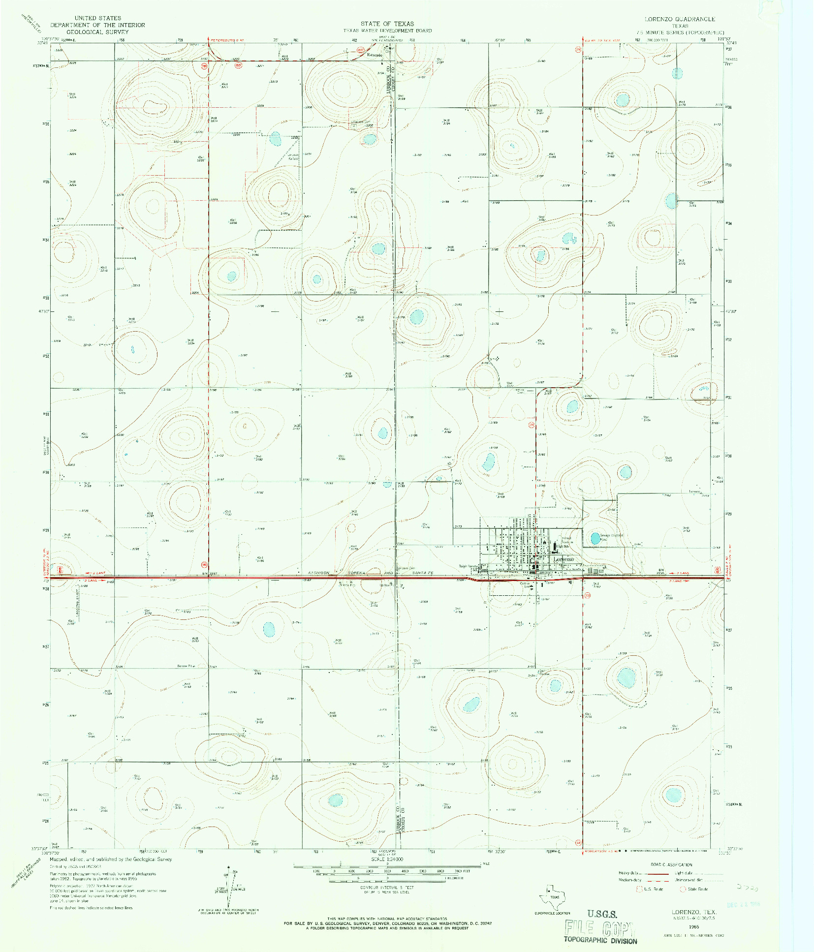USGS 1:24000-SCALE QUADRANGLE FOR LORENZO, TX 1965
