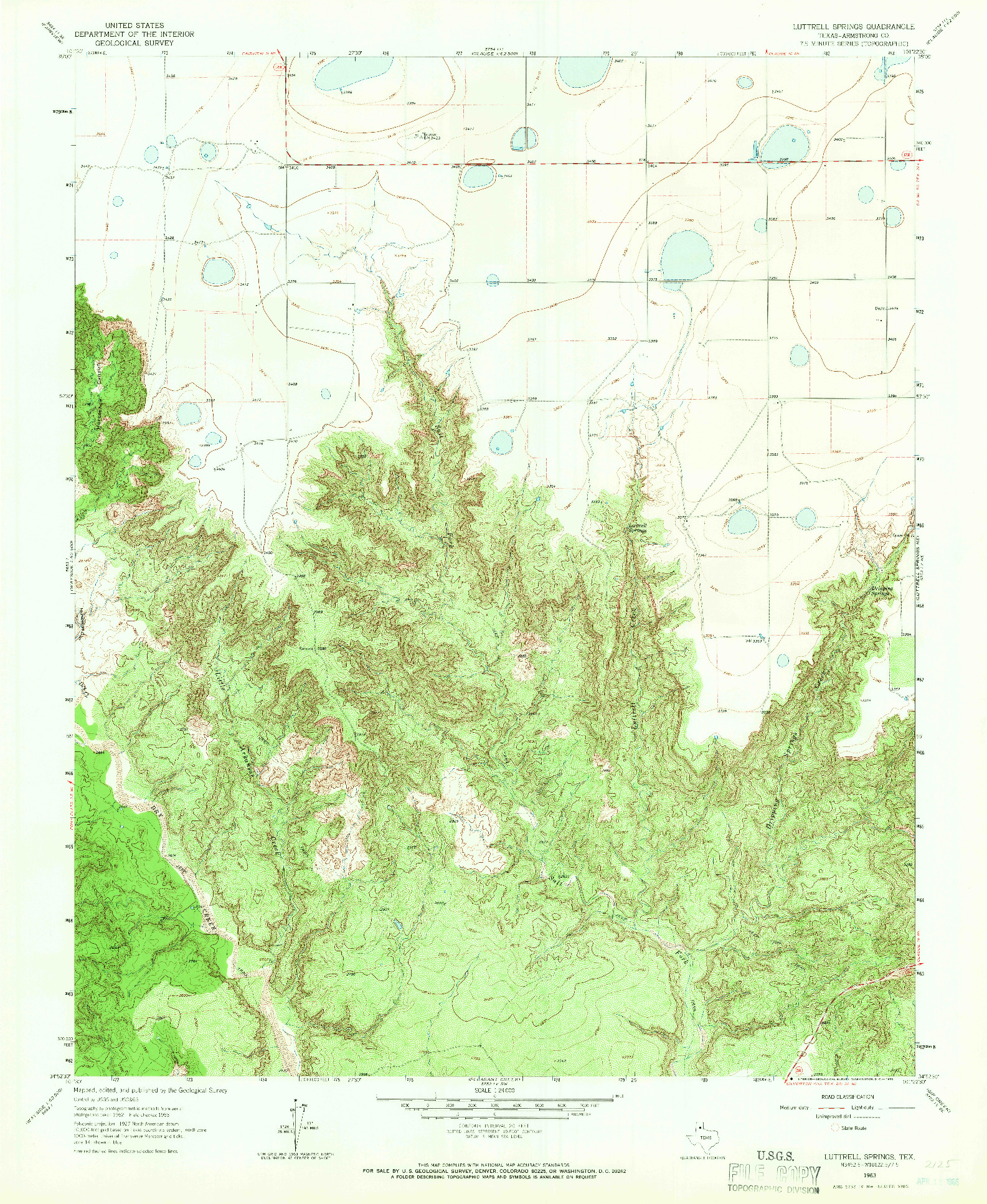 USGS 1:24000-SCALE QUADRANGLE FOR LUTTRELL SPRINGS, TX 1963