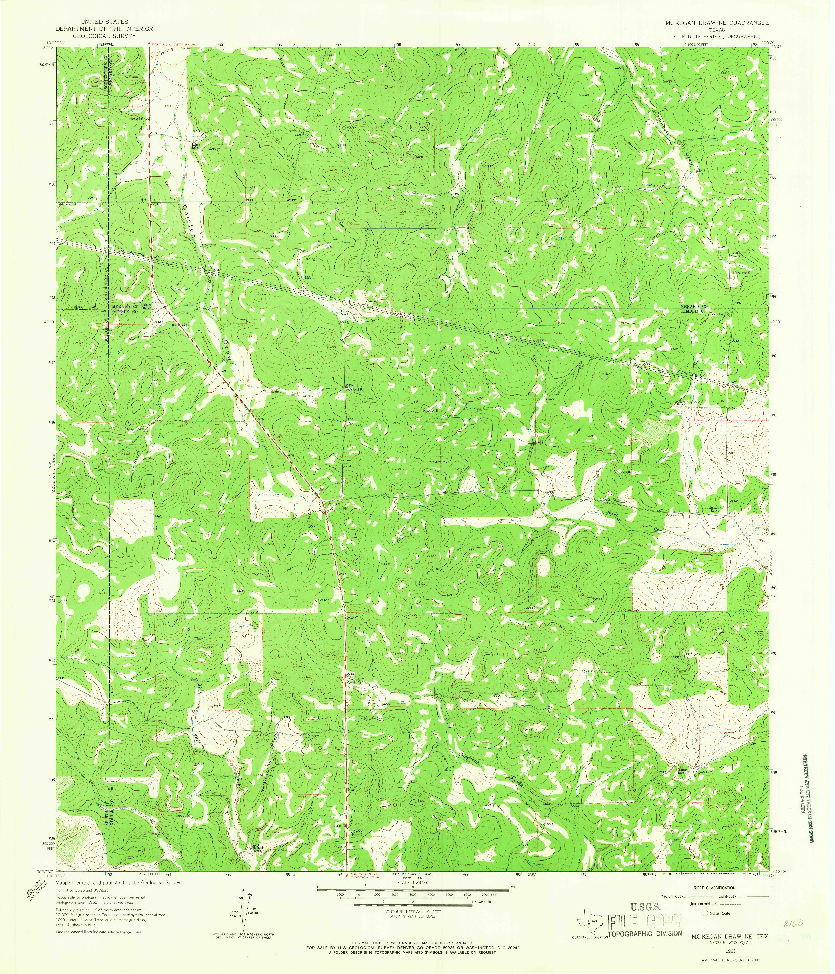 USGS 1:24000-SCALE QUADRANGLE FOR MCKEGAN DRAW NE, TX 1963