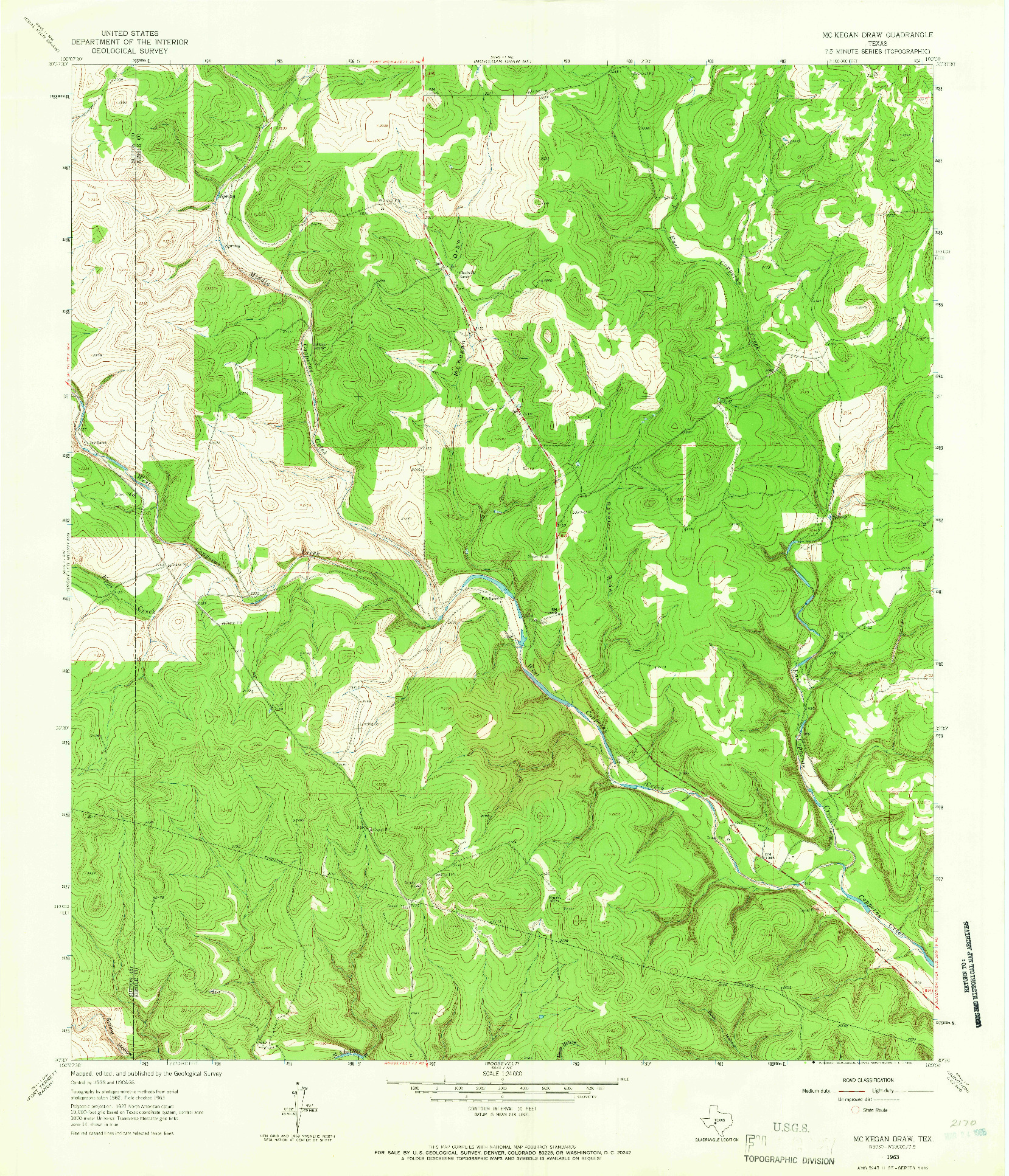 USGS 1:24000-SCALE QUADRANGLE FOR MCKEGAN DRAW, TX 1963