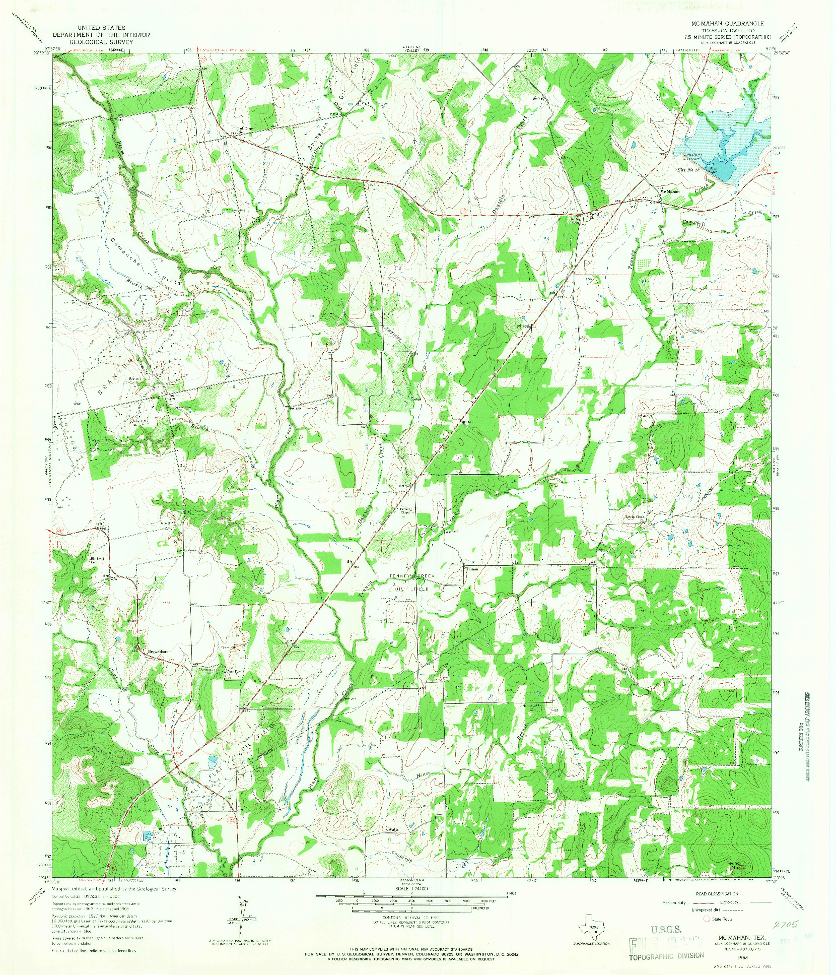USGS 1:24000-SCALE QUADRANGLE FOR MCMAHAN, TX 1963