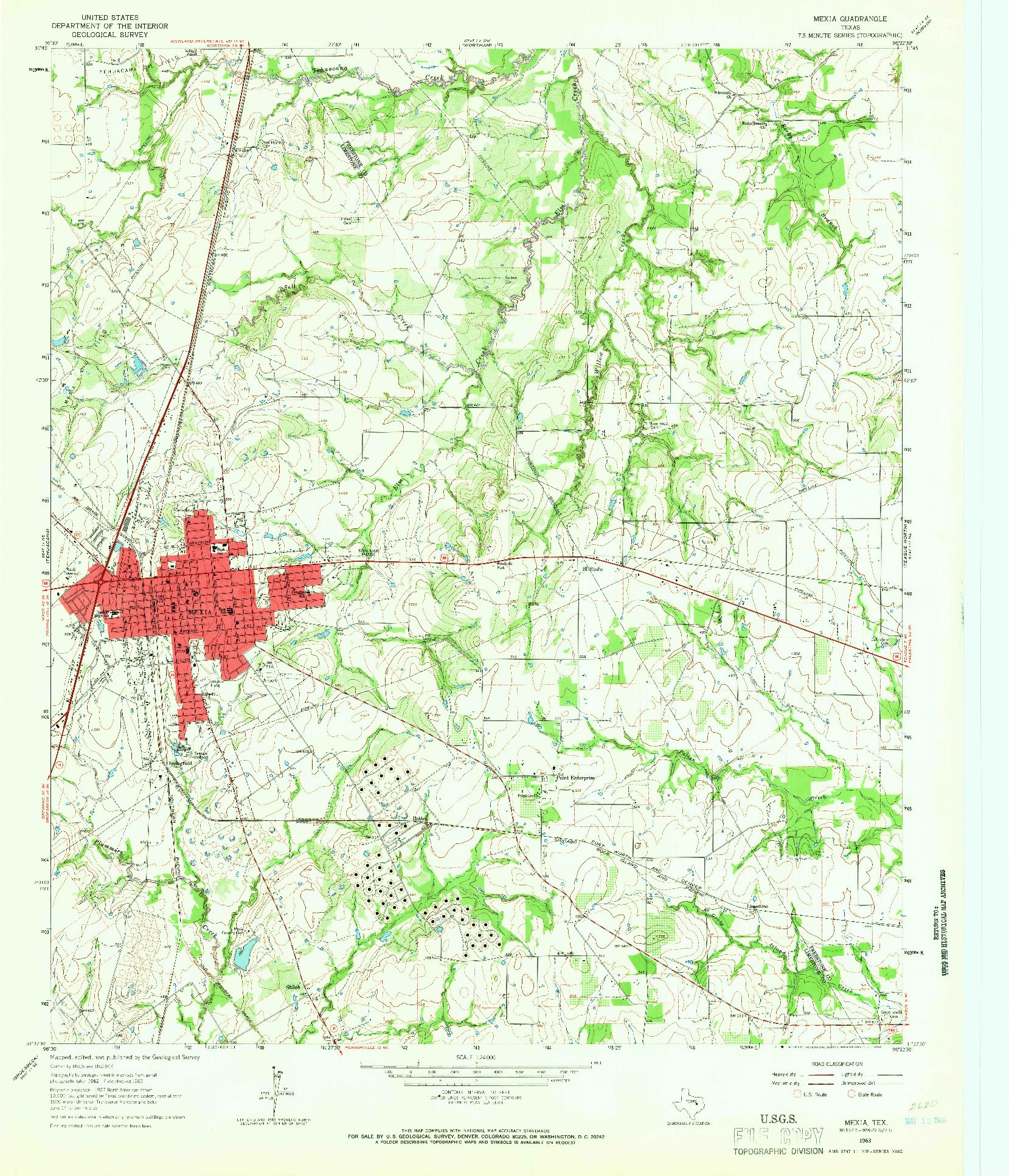 USGS 1:24000-SCALE QUADRANGLE FOR MEXIA, TX 1963