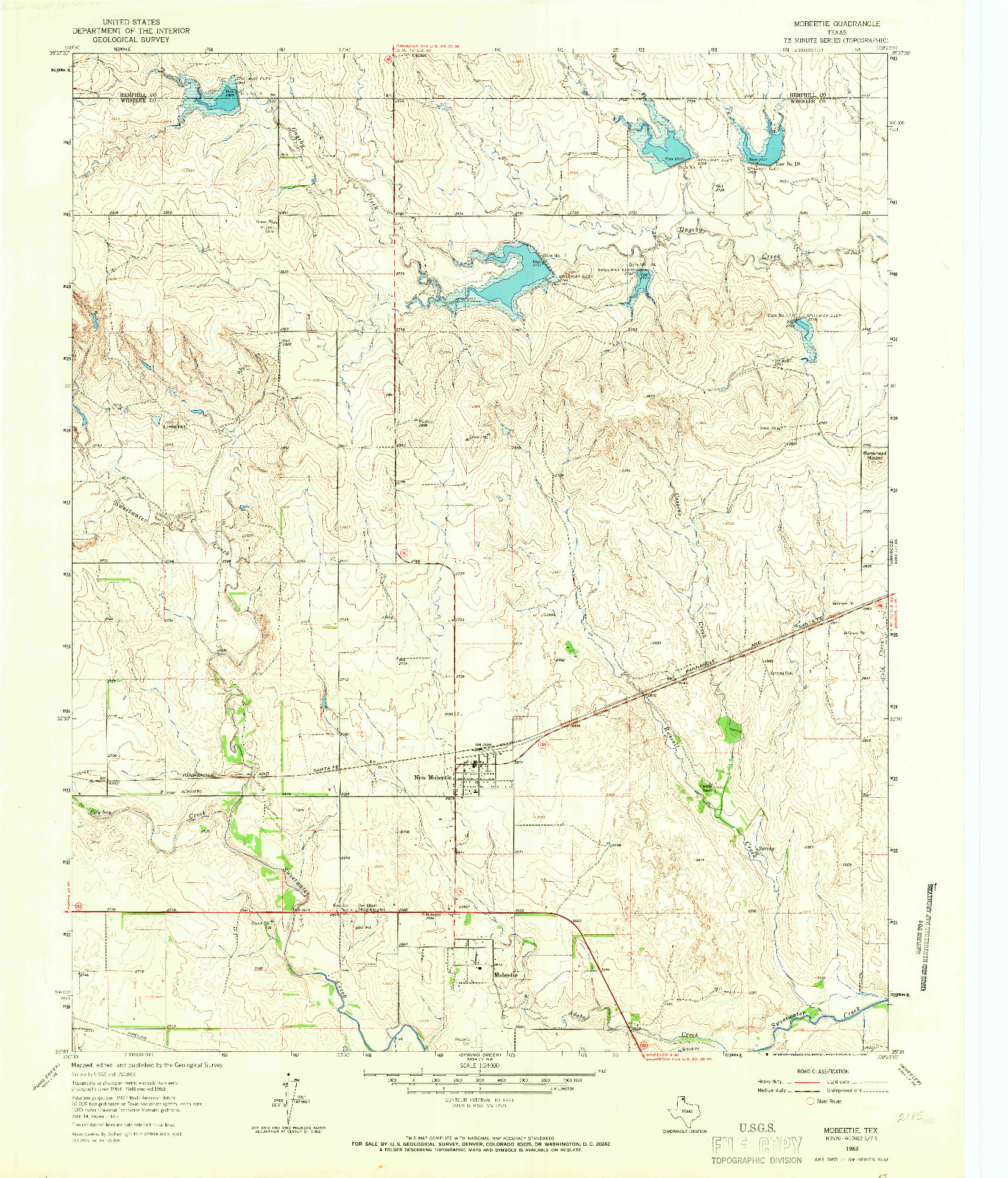 USGS 1:24000-SCALE QUADRANGLE FOR MOBEETIE, TX 1963