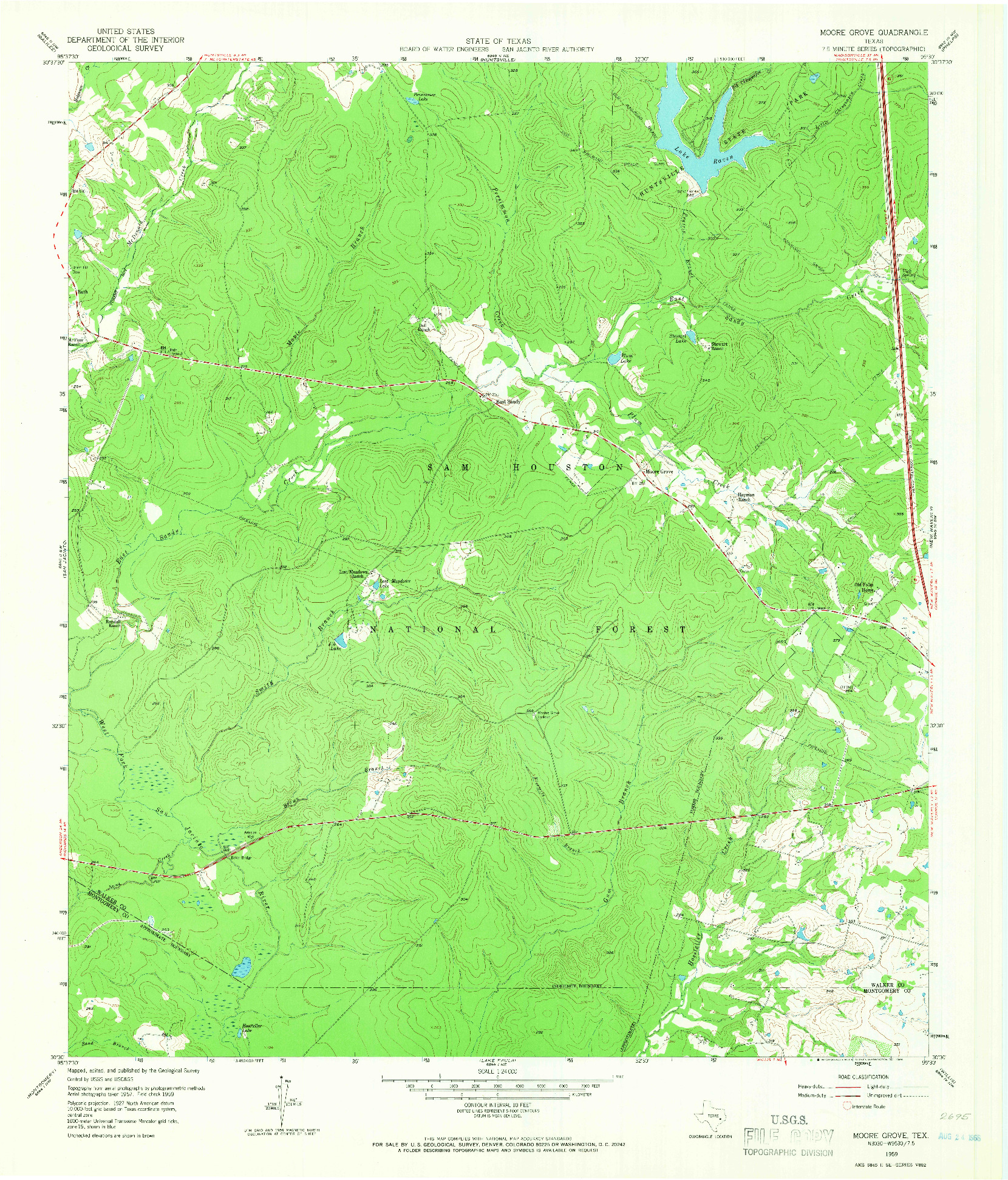 USGS 1:24000-SCALE QUADRANGLE FOR MOORE GROVE, TX 1959