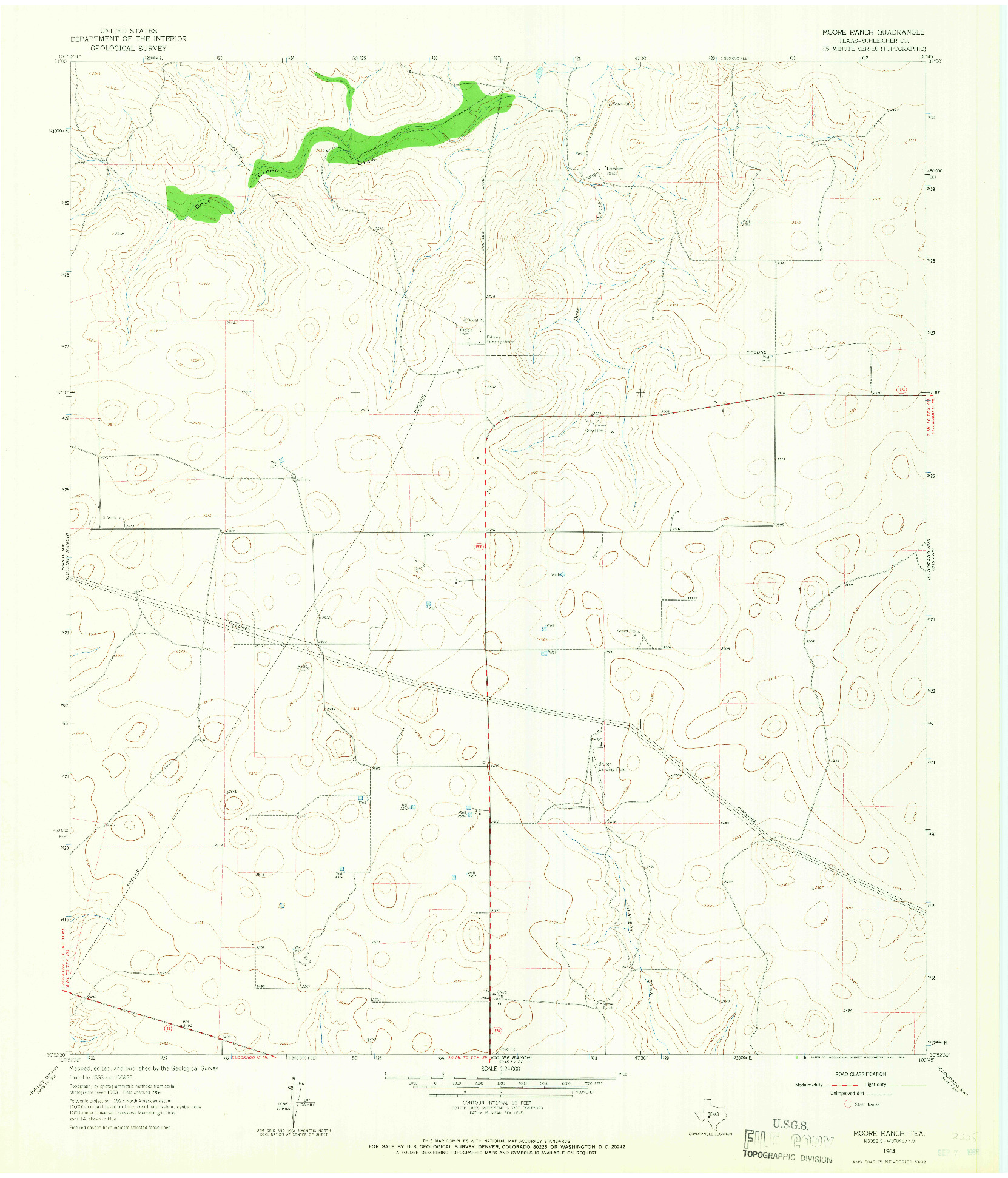 USGS 1:24000-SCALE QUADRANGLE FOR MOORE RANCH, TX 1964