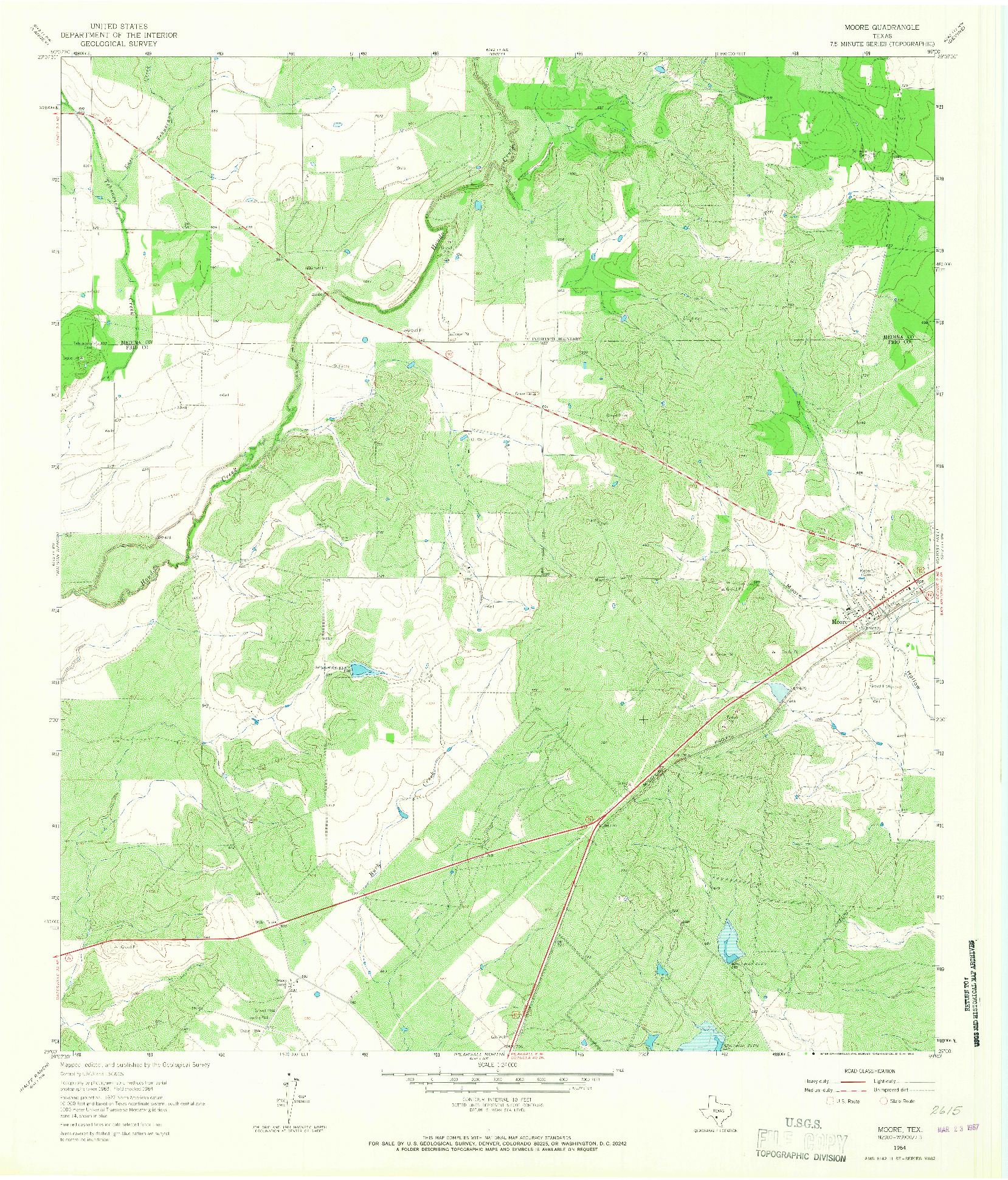 USGS 1:24000-SCALE QUADRANGLE FOR MOORE, TX 1964