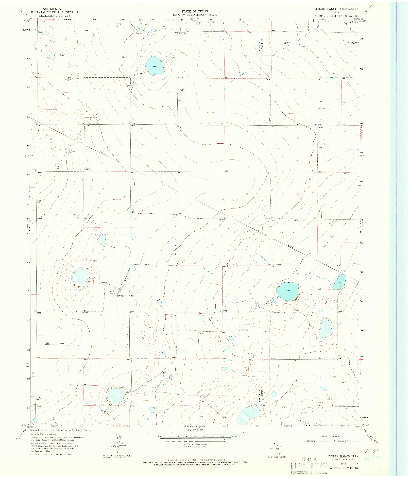 USGS 1:24000-SCALE QUADRANGLE FOR MORAN RANCH, TX 1963
