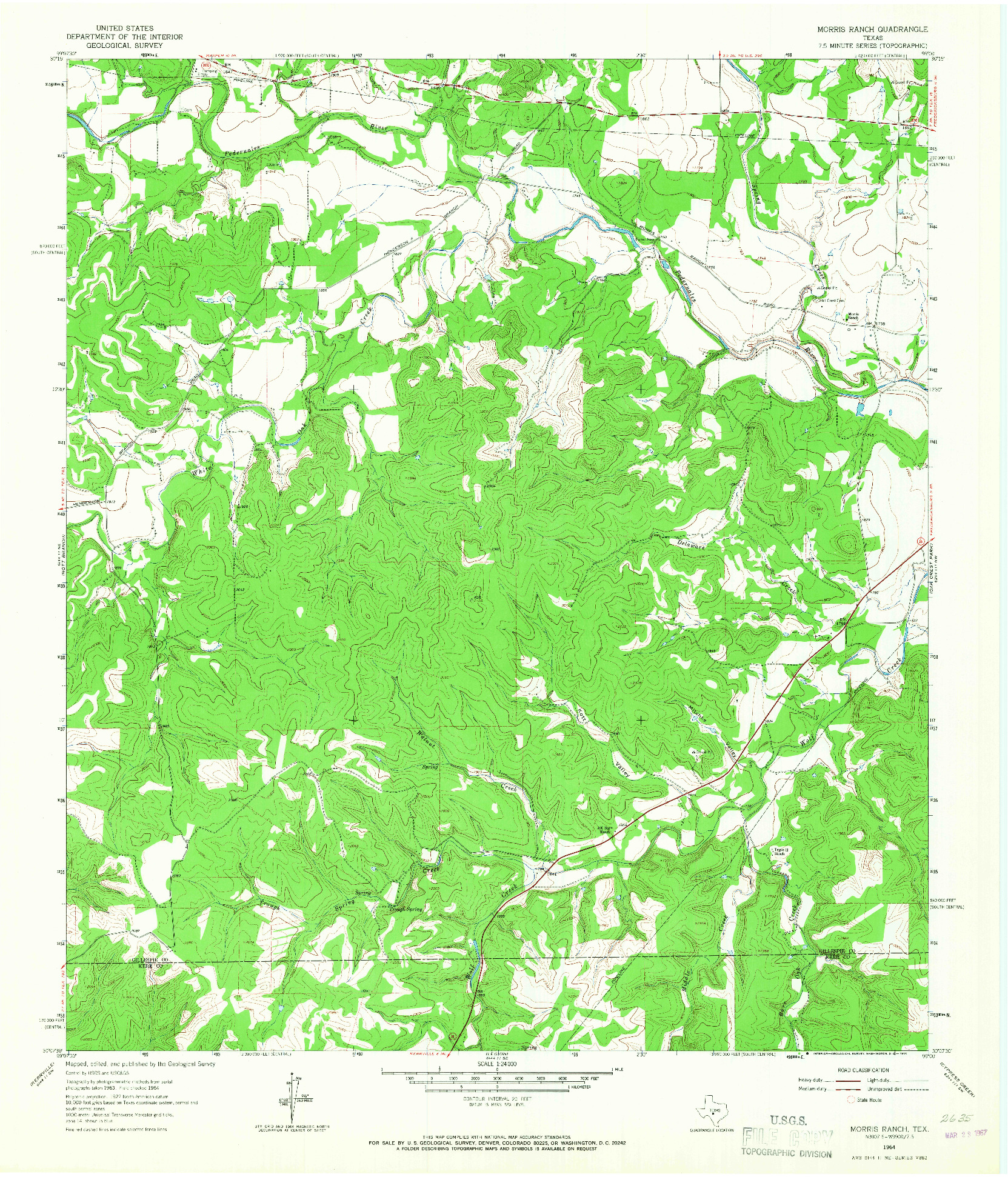 USGS 1:24000-SCALE QUADRANGLE FOR MORRIS RANCH, TX 1964