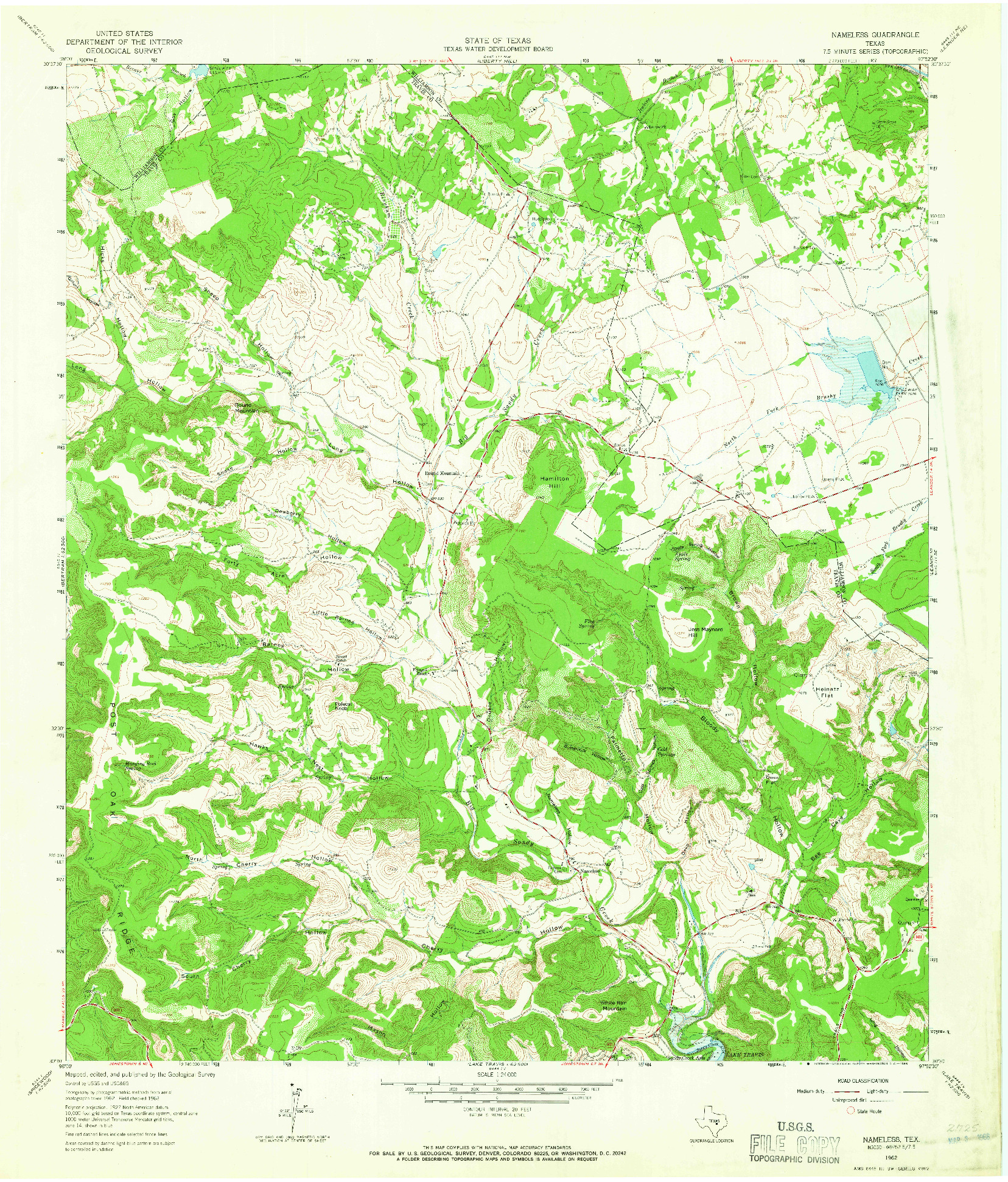 USGS 1:24000-SCALE QUADRANGLE FOR NAMELESS, TX 1962
