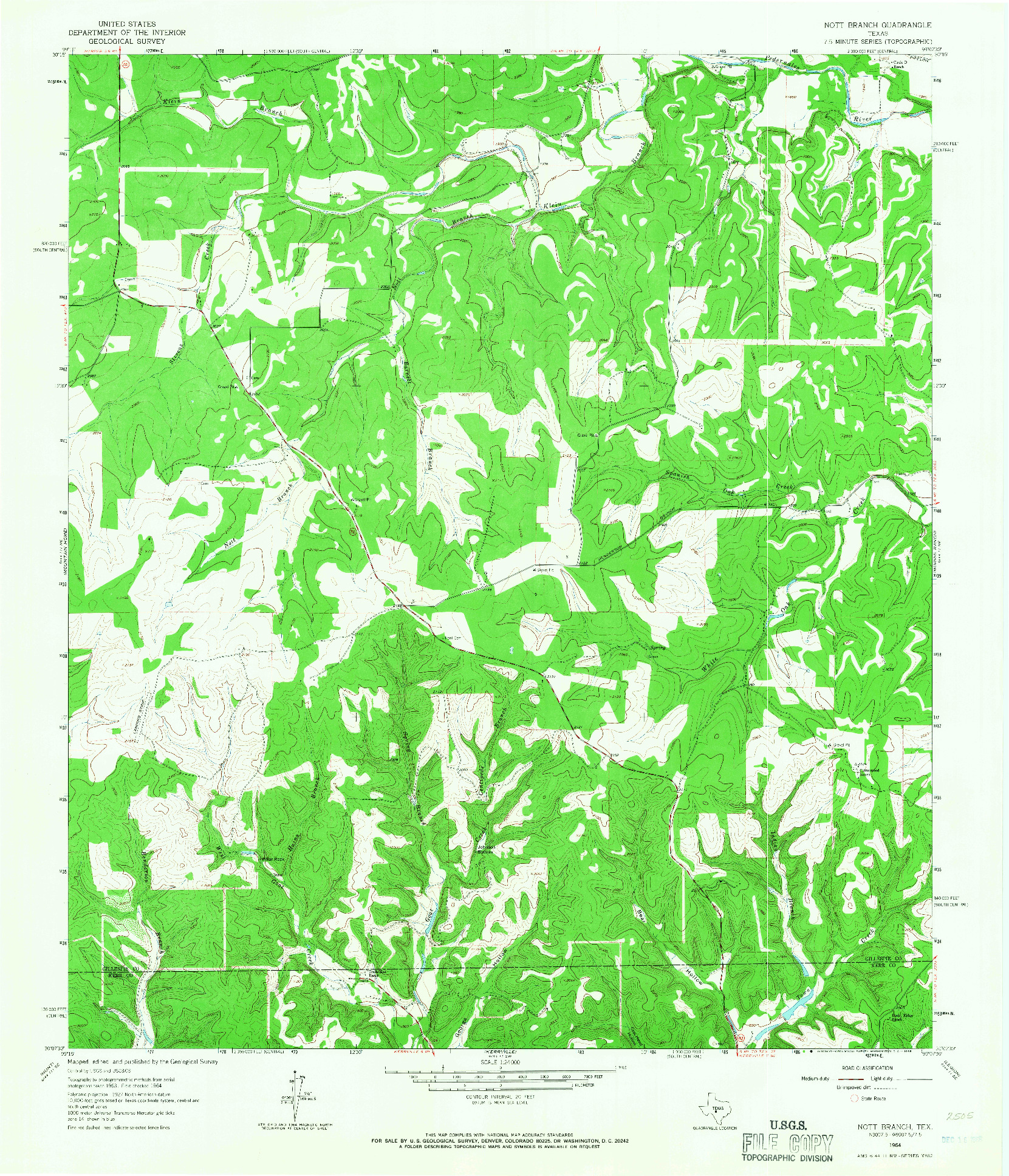 USGS 1:24000-SCALE QUADRANGLE FOR NOTT BRANCH, TX 1964