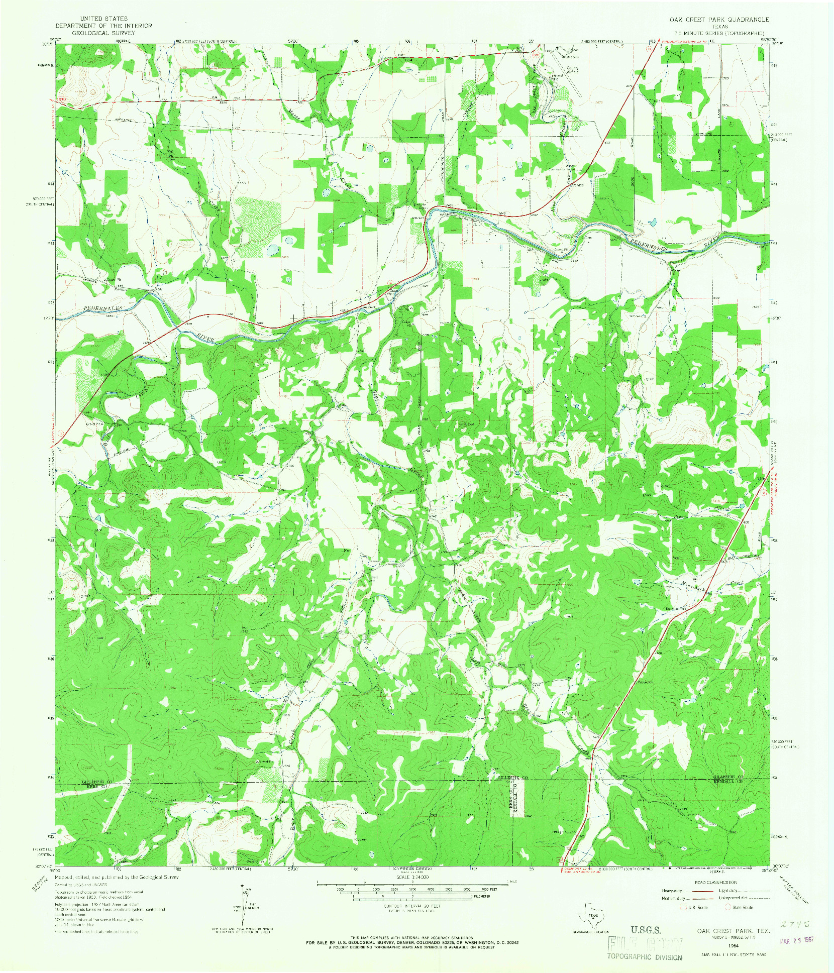 USGS 1:24000-SCALE QUADRANGLE FOR OAK CREST PARK, TX 1964