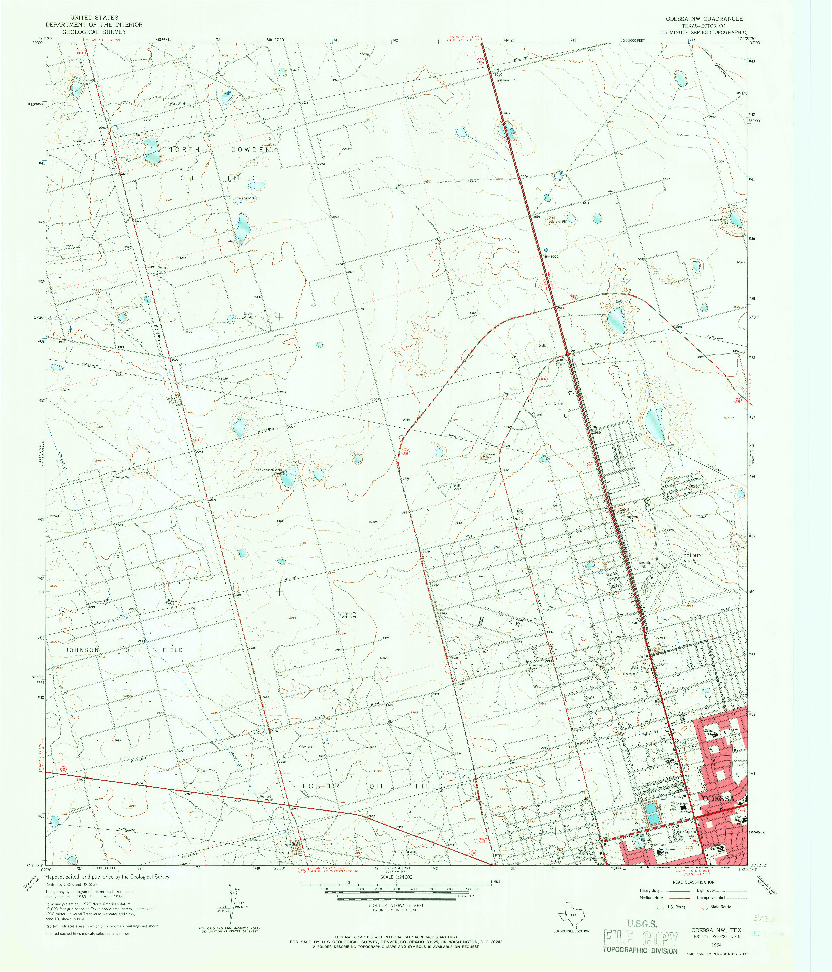 USGS 1:24000-SCALE QUADRANGLE FOR ODESSA NW, TX 1964