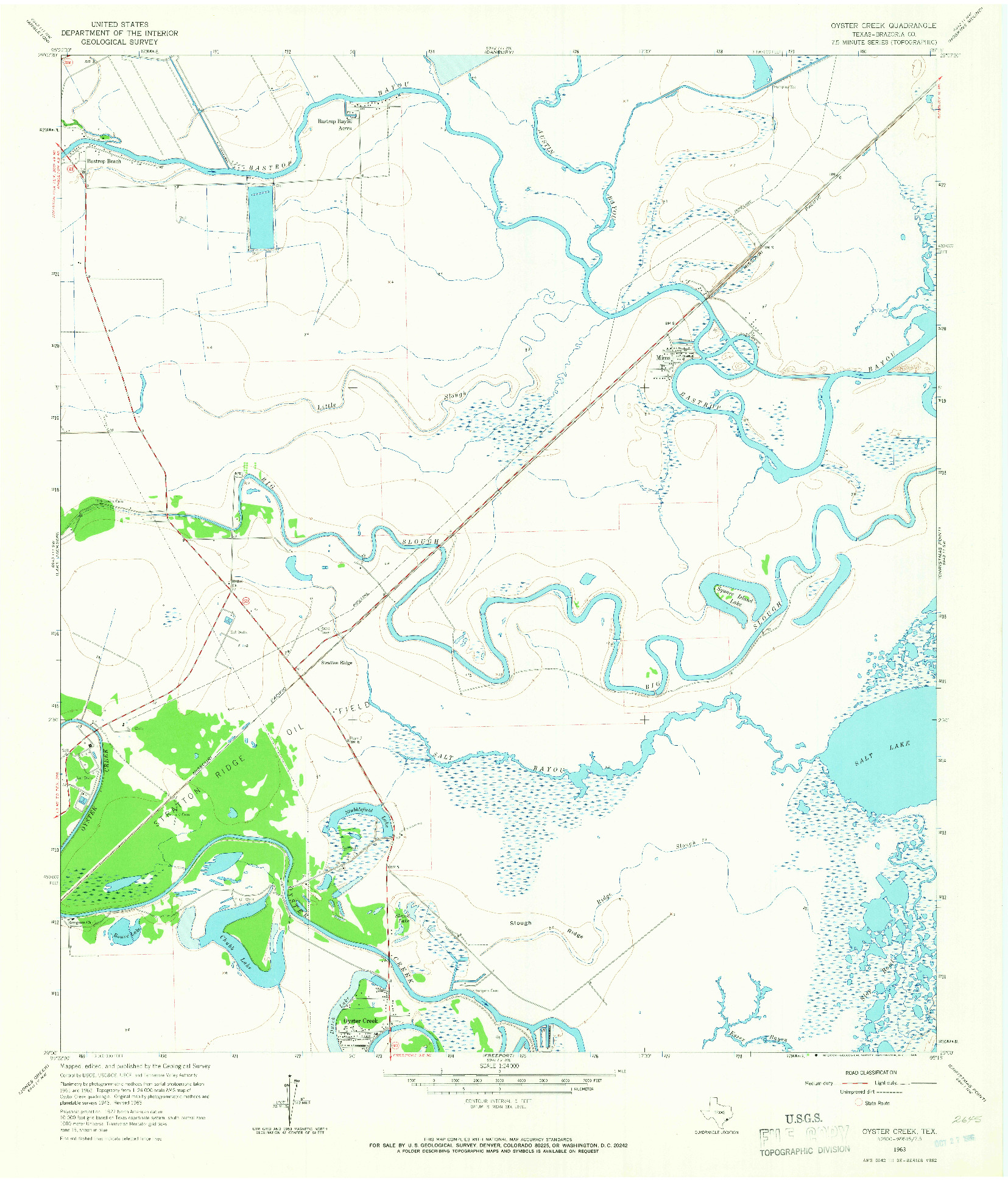 USGS 1:24000-SCALE QUADRANGLE FOR OYSTER CREEK, TX 1963
