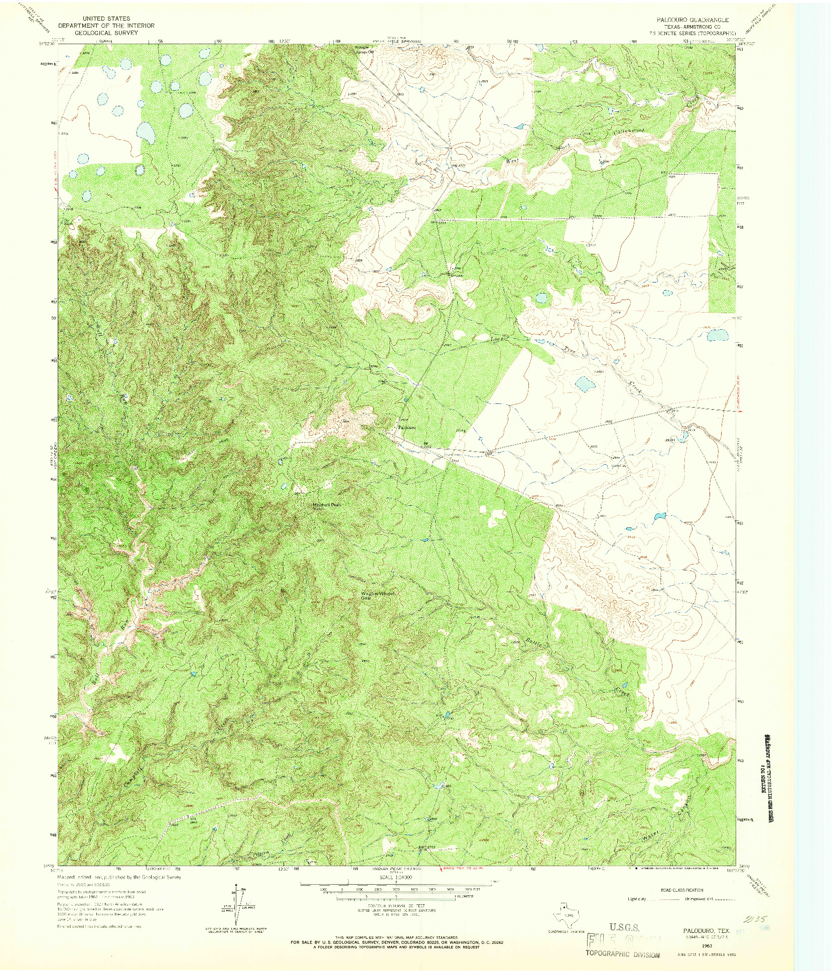 USGS 1:24000-SCALE QUADRANGLE FOR PALODURO, TX 1963
