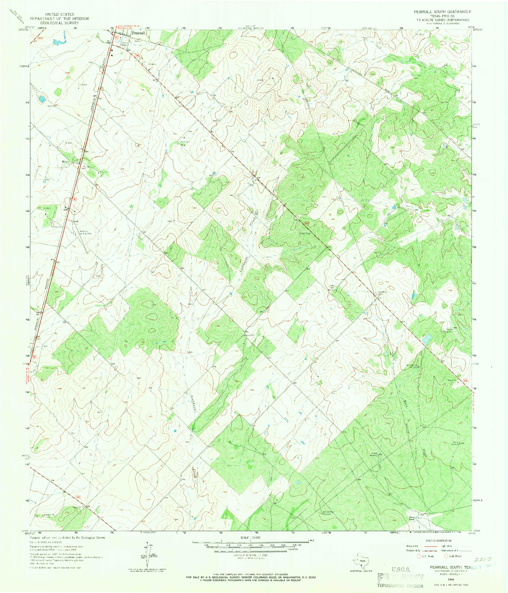 USGS 1:24000-SCALE QUADRANGLE FOR PEARSALL SOUTH, TX 1964