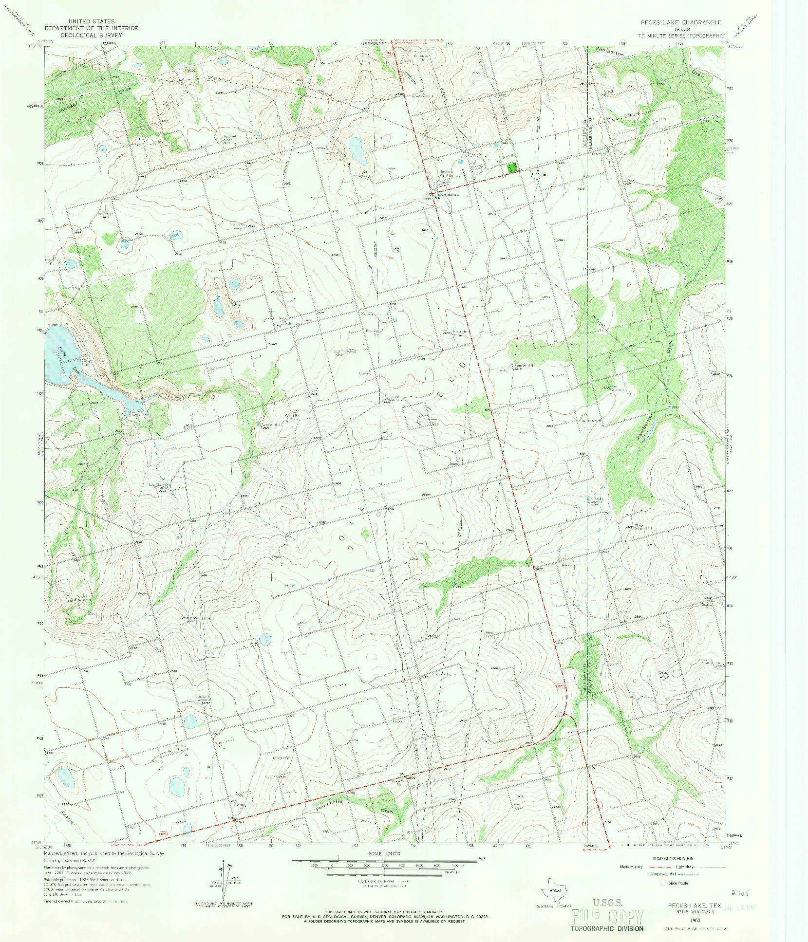 USGS 1:24000-SCALE QUADRANGLE FOR PECKS LAKE, TX 1965