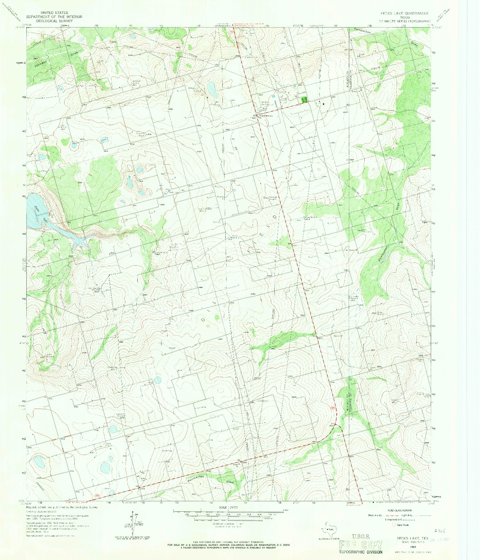 USGS 1:24000-SCALE QUADRANGLE FOR PECKS LAKE, TX 1965
