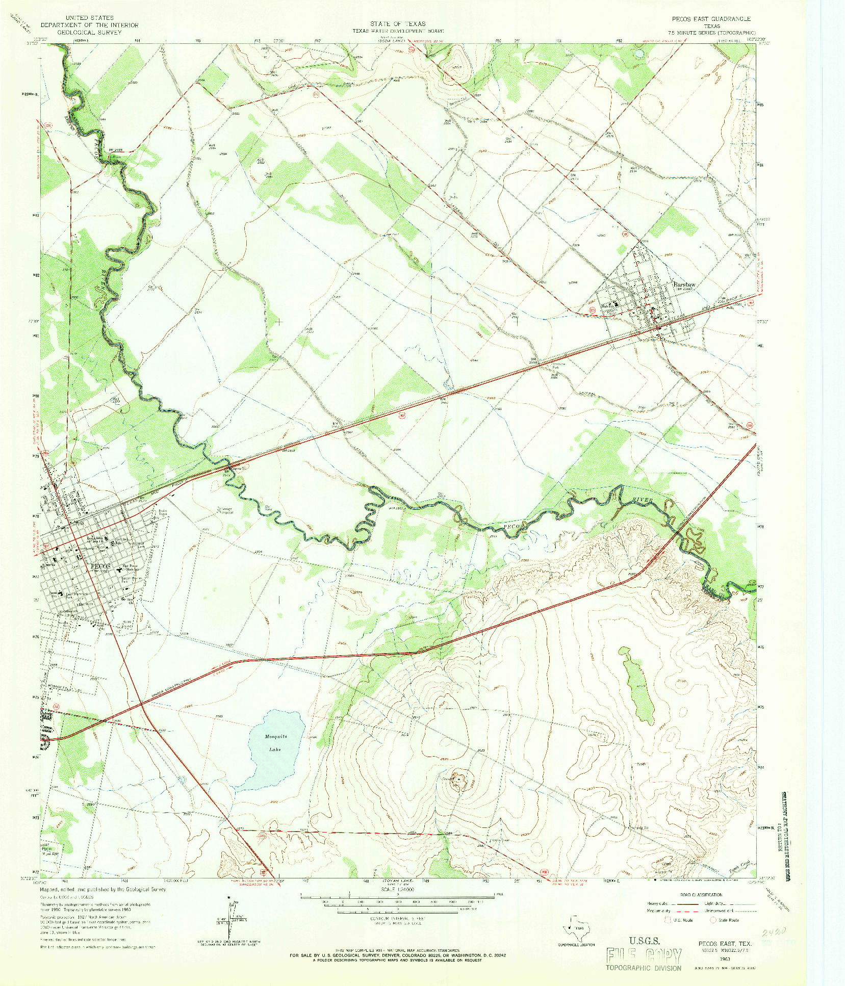 USGS 1:24000-SCALE QUADRANGLE FOR PECOS EAST, TX 1963