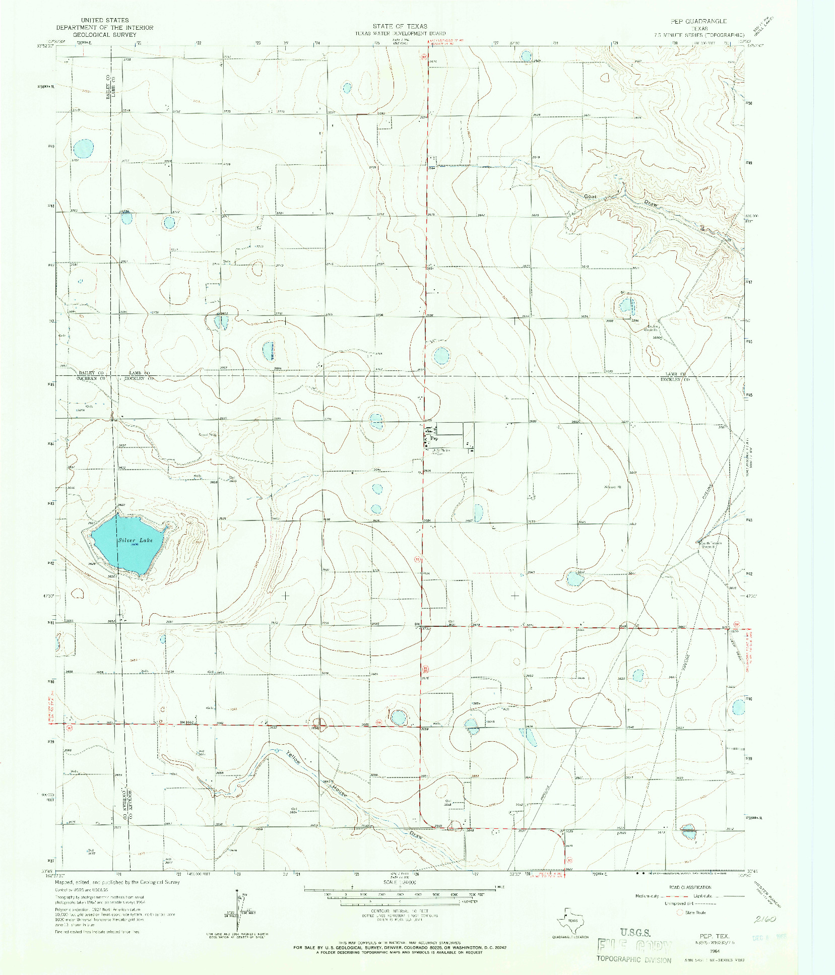 USGS 1:24000-SCALE QUADRANGLE FOR PEP, TX 1964