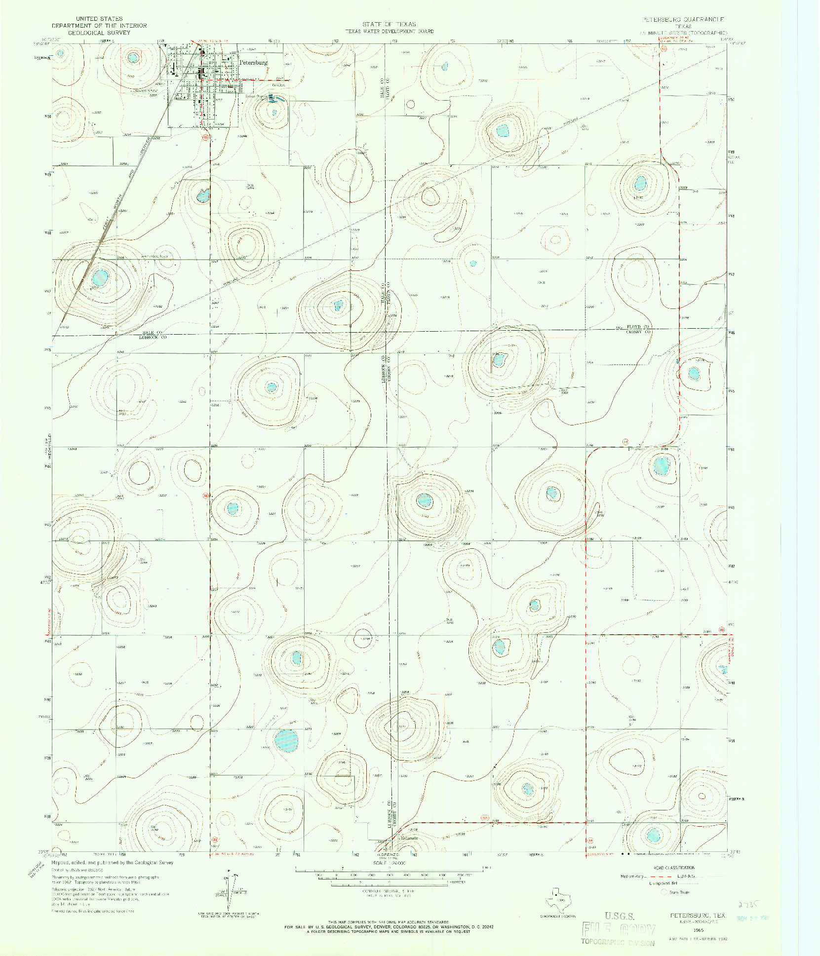 USGS 1:24000-SCALE QUADRANGLE FOR PETERSBURG, TX 1965