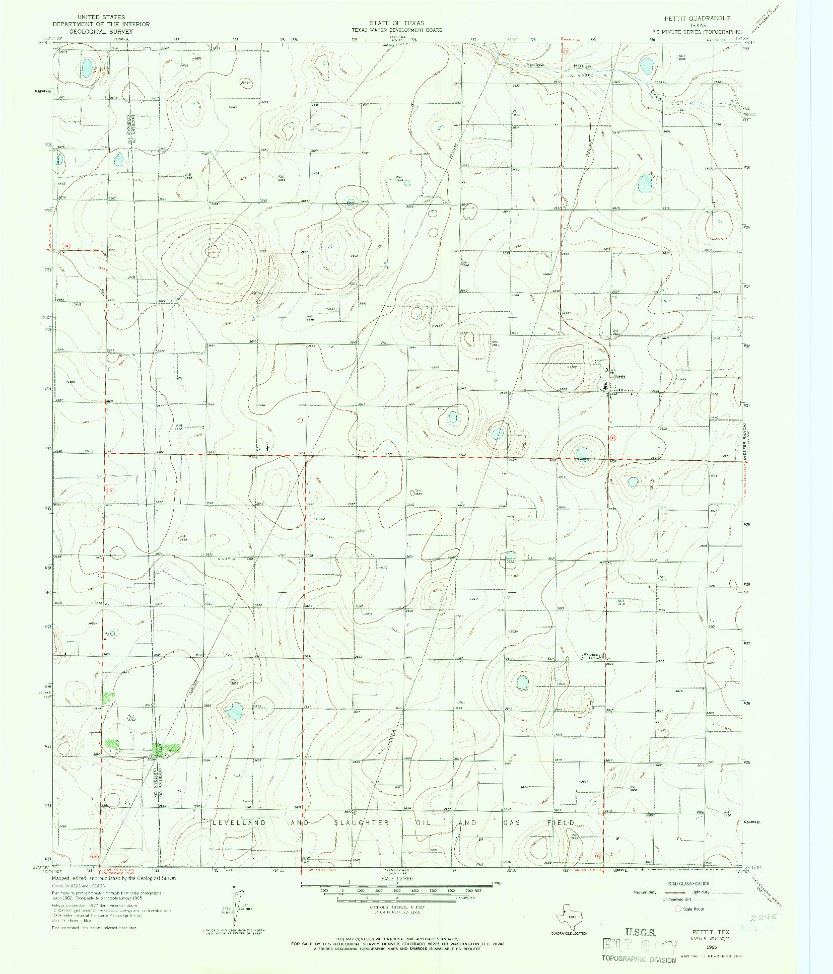 USGS 1:24000-SCALE QUADRANGLE FOR PETTIT, TX 1965