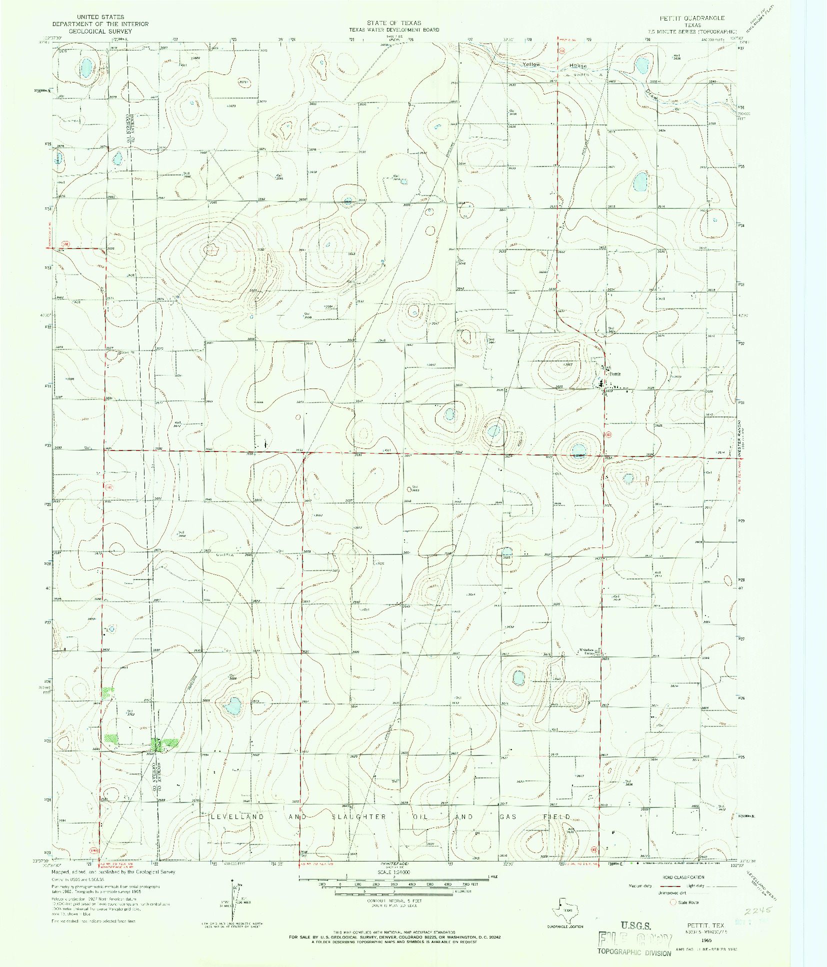 USGS 1:24000-SCALE QUADRANGLE FOR PETTIT, TX 1965