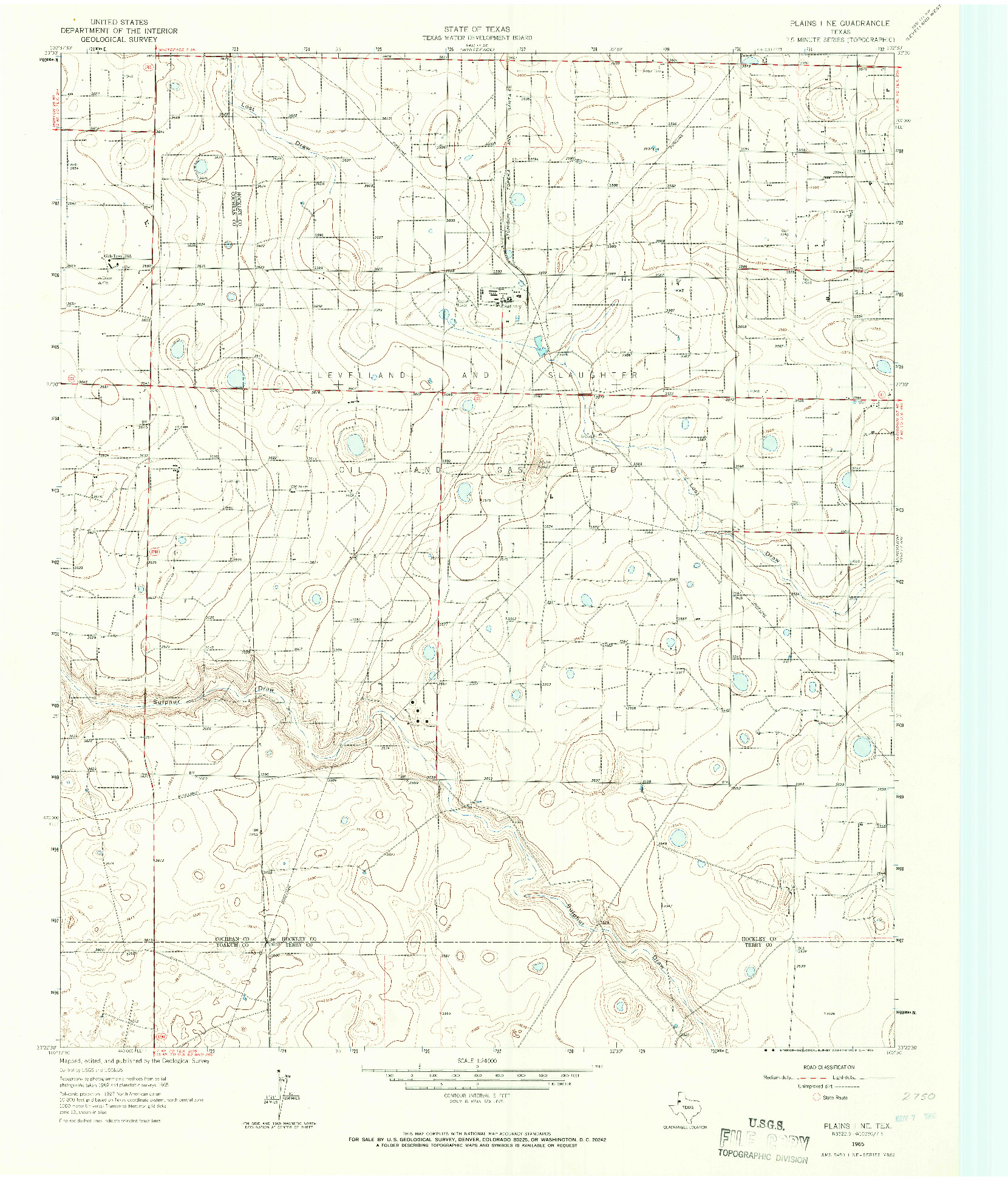 USGS 1:24000-SCALE QUADRANGLE FOR PLAINS 1 NE, TX 1965