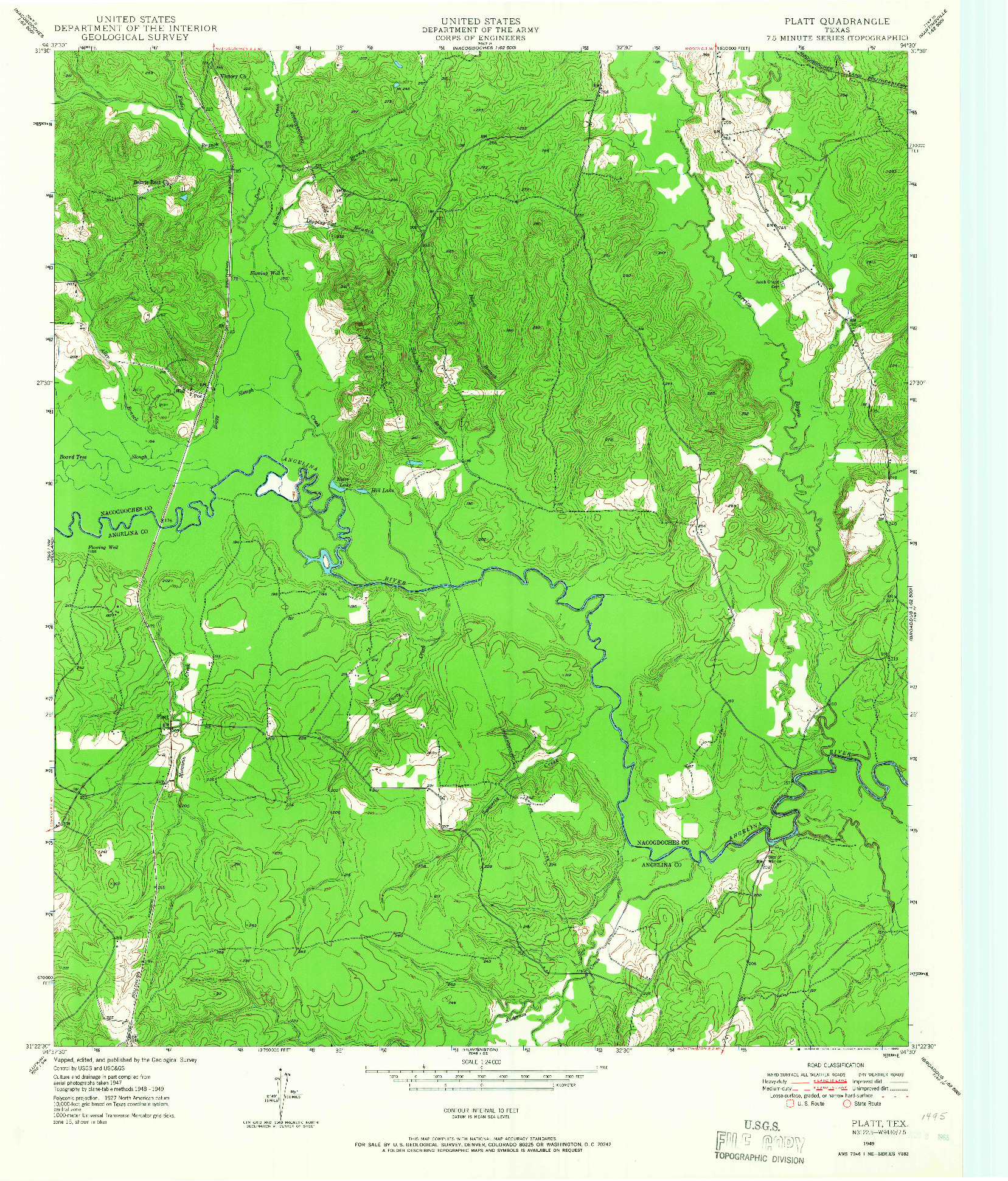 USGS 1:24000-SCALE QUADRANGLE FOR PLATT, TX 1949