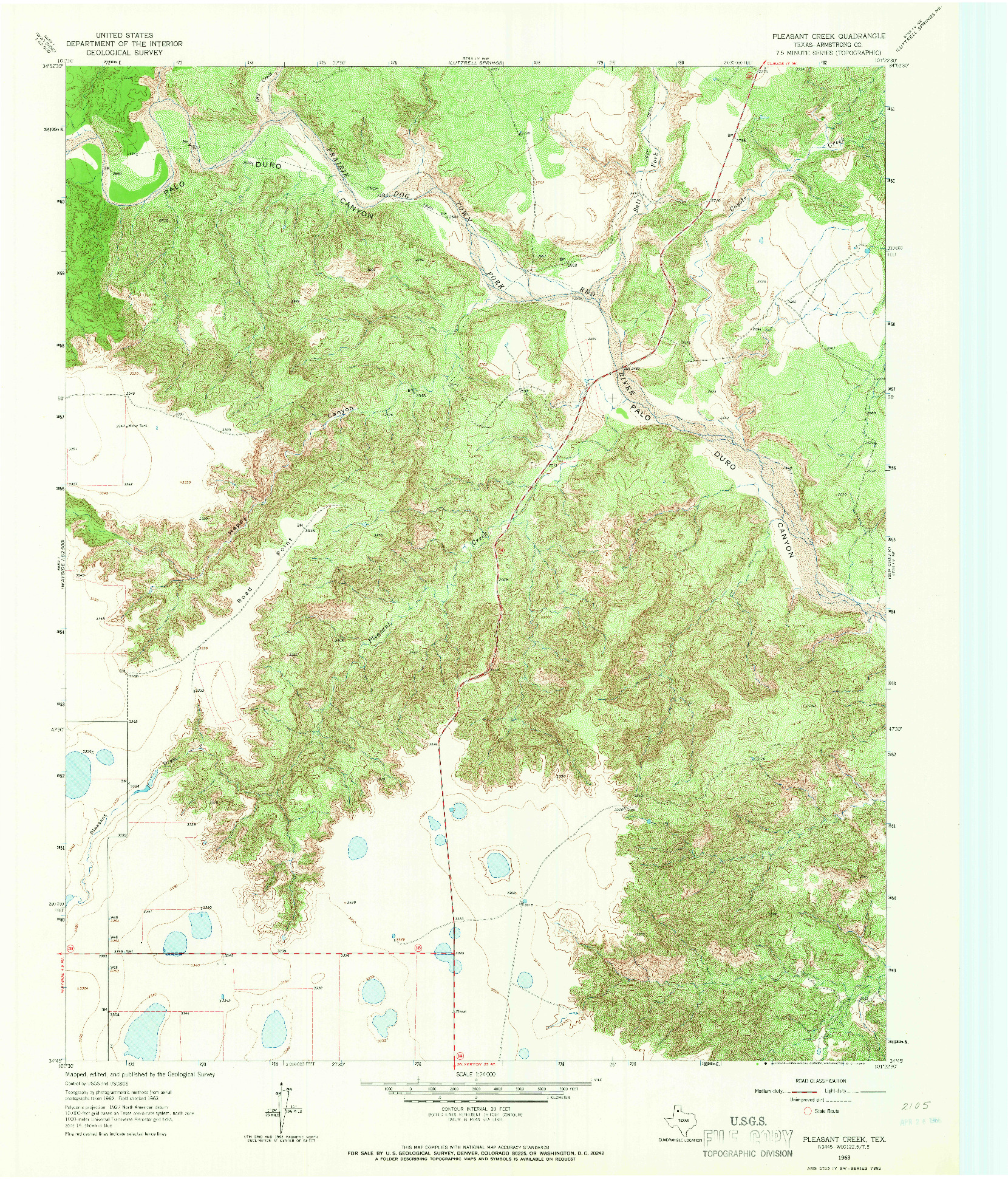 USGS 1:24000-SCALE QUADRANGLE FOR PLEASANT CREEK, TX 1963