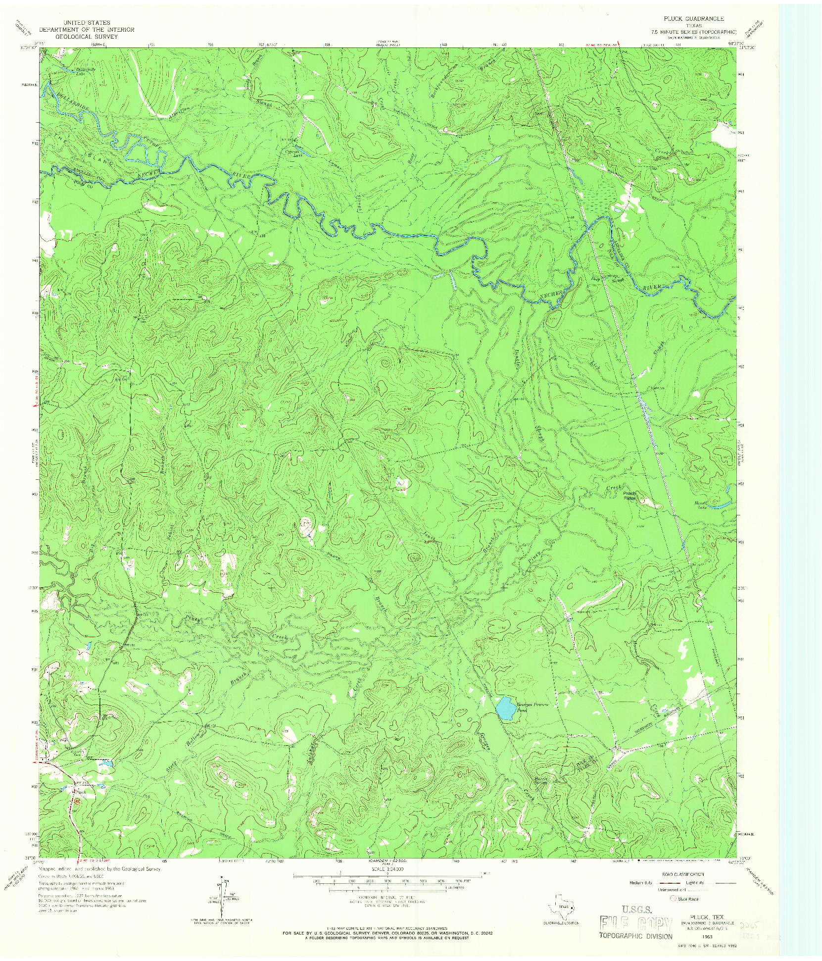 USGS 1:24000-SCALE QUADRANGLE FOR PLUCK, TX 1963
