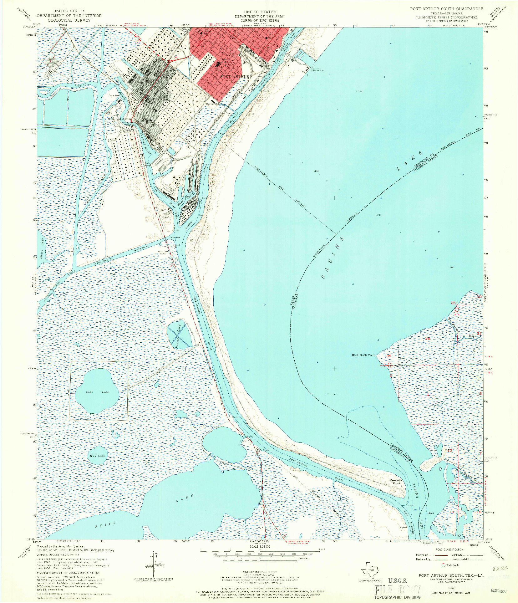 USGS 1:24000-SCALE QUADRANGLE FOR PORT ARTHUR SOUTH, TX 1957