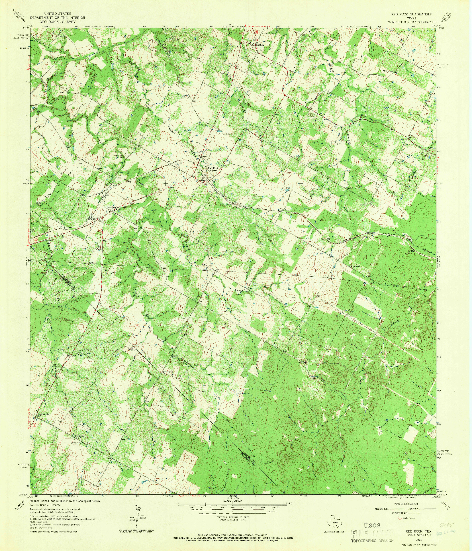 USGS 1:24000-SCALE QUADRANGLE FOR RED ROCK, TX 1964