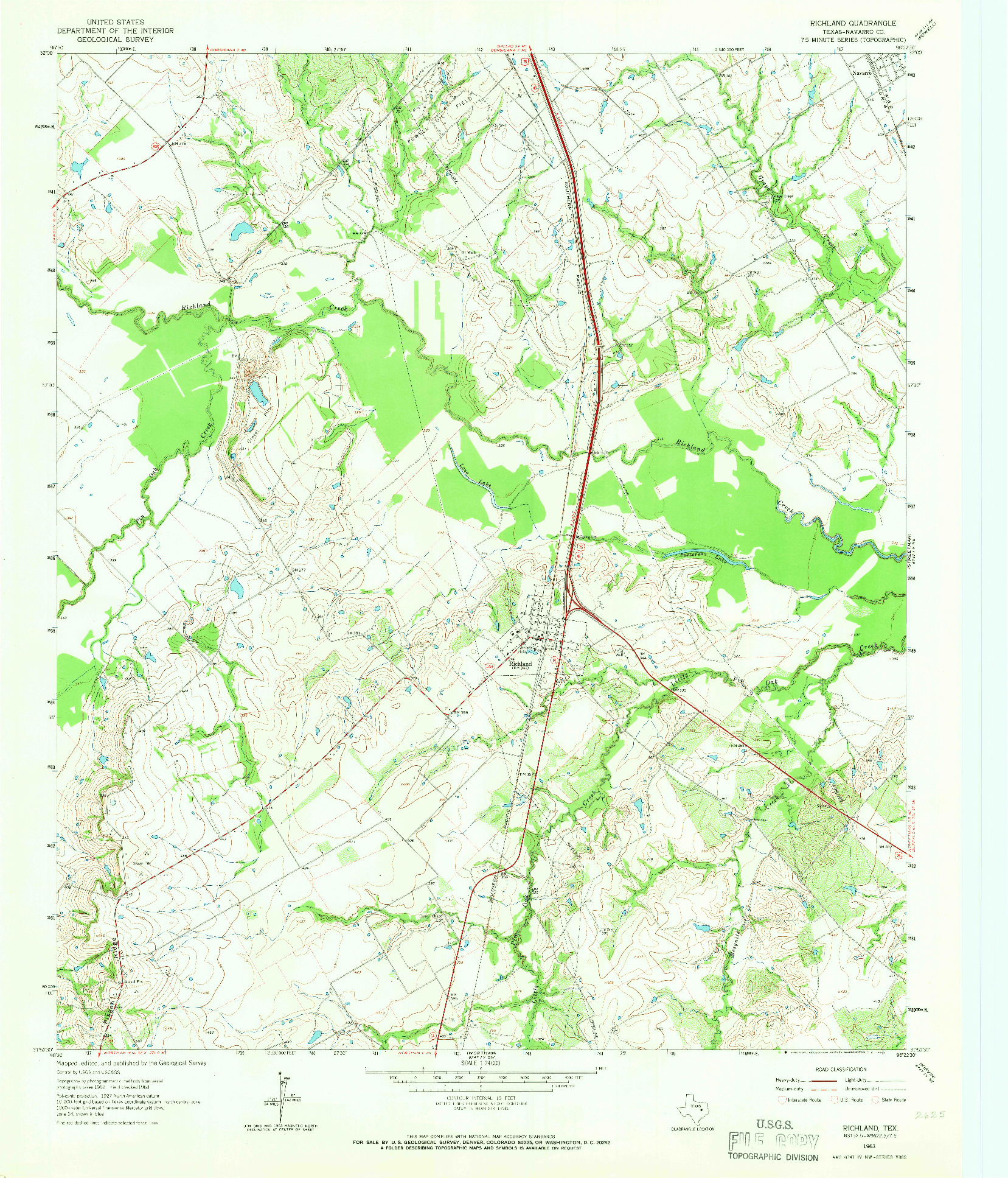 USGS 1:24000-SCALE QUADRANGLE FOR RICHLAND, TX 1963