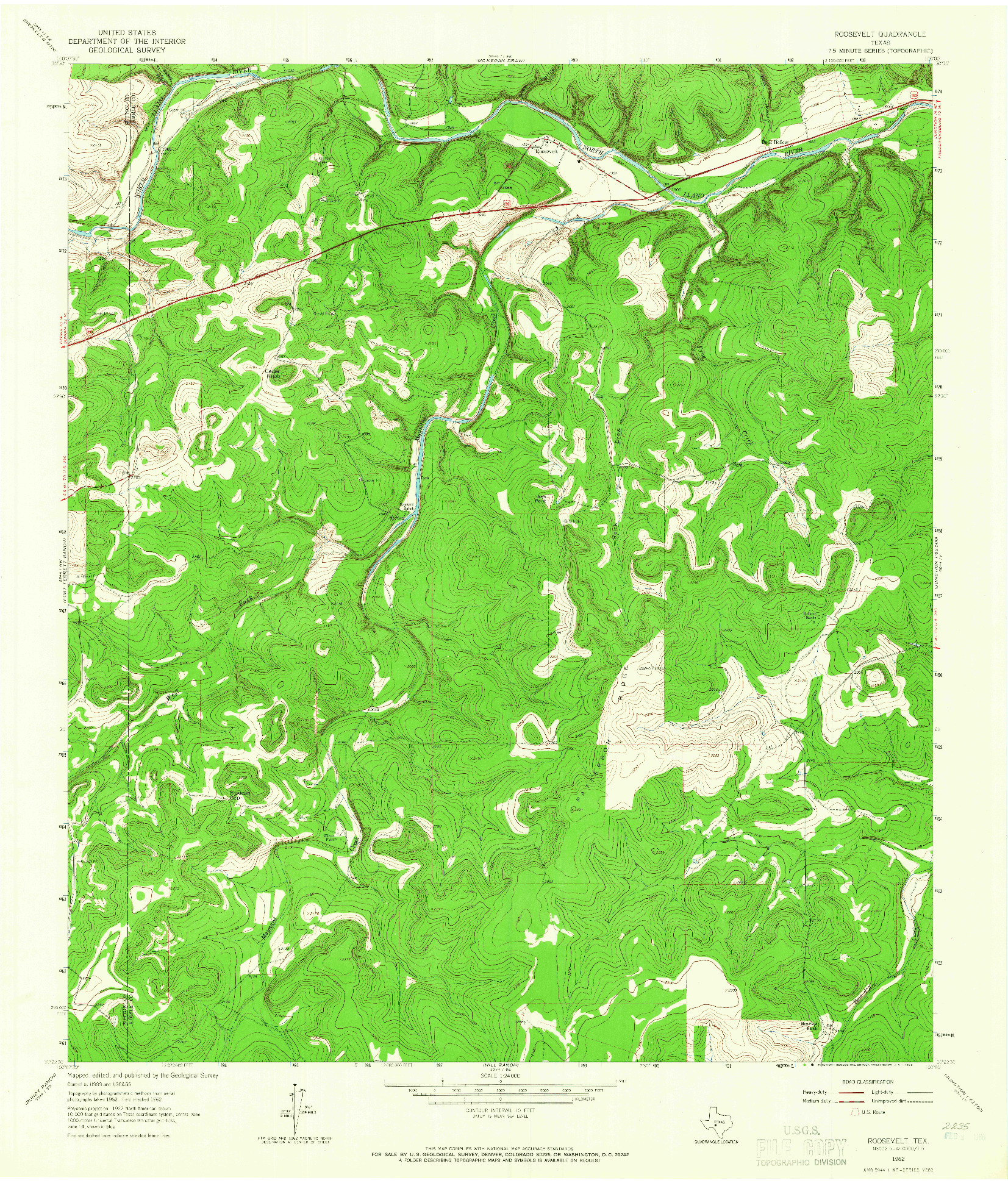 USGS 1:24000-SCALE QUADRANGLE FOR ROOSEVELT, TX 1962