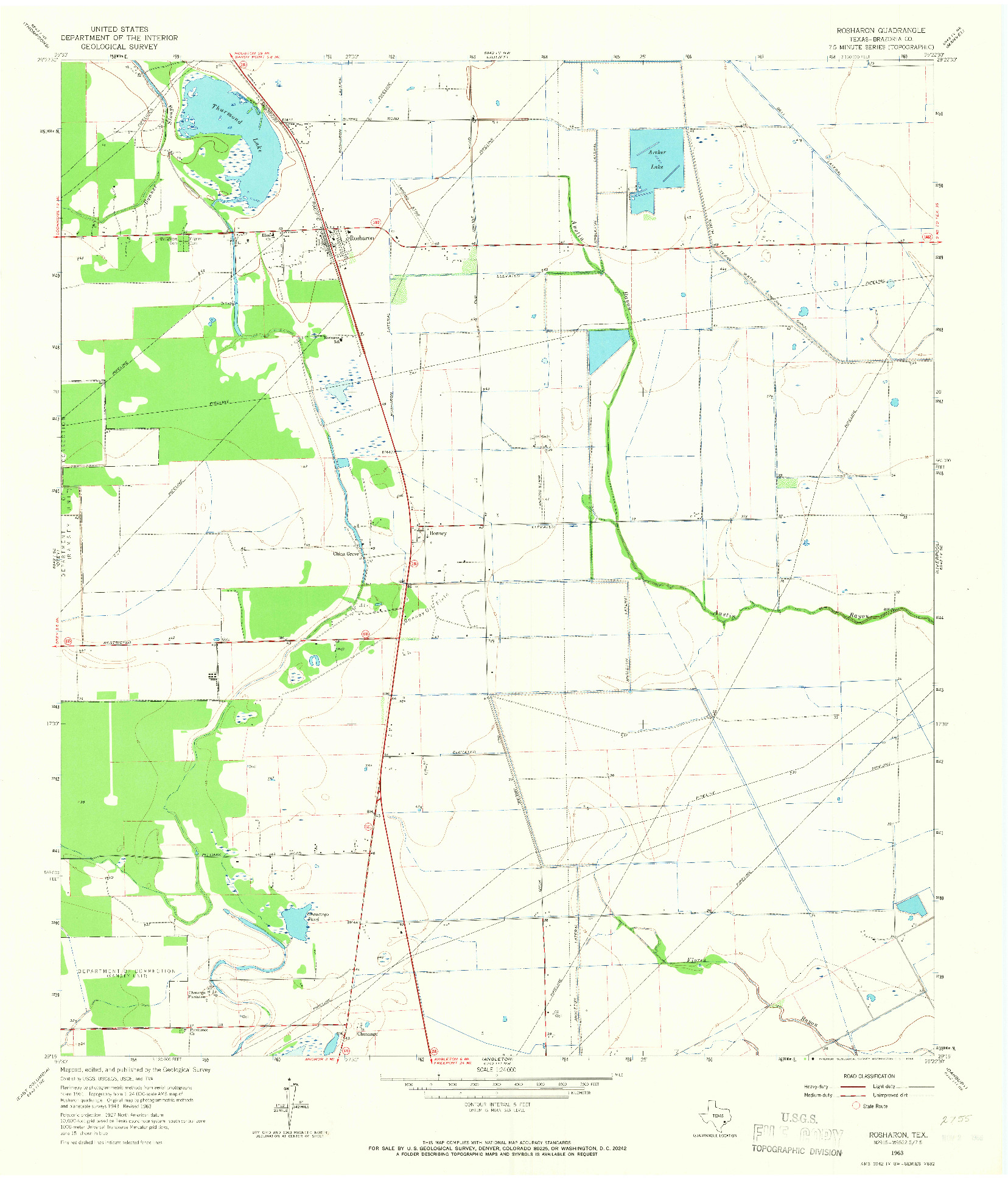 USGS 1:24000-SCALE QUADRANGLE FOR ROSHARON, TX 1963