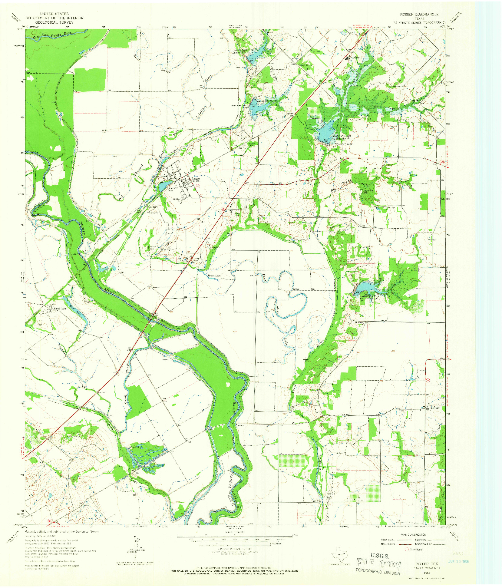 USGS 1:24000-SCALE QUADRANGLE FOR ROSSER, TX 1963