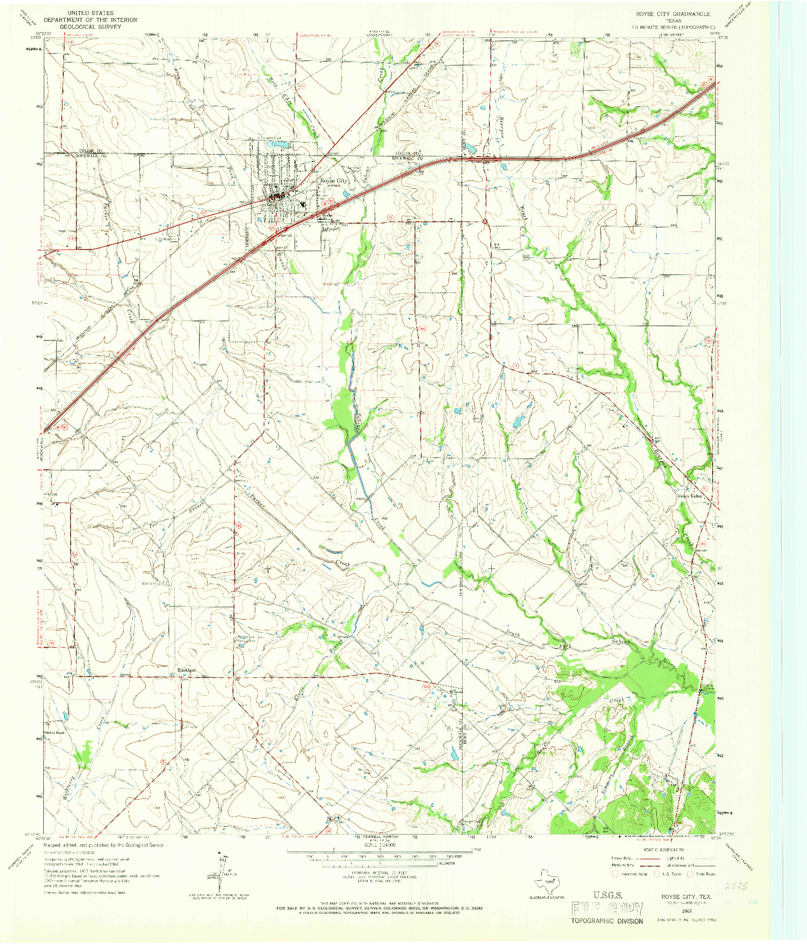 USGS 1:24000-SCALE QUADRANGLE FOR ROYSE CITY, TX 1963