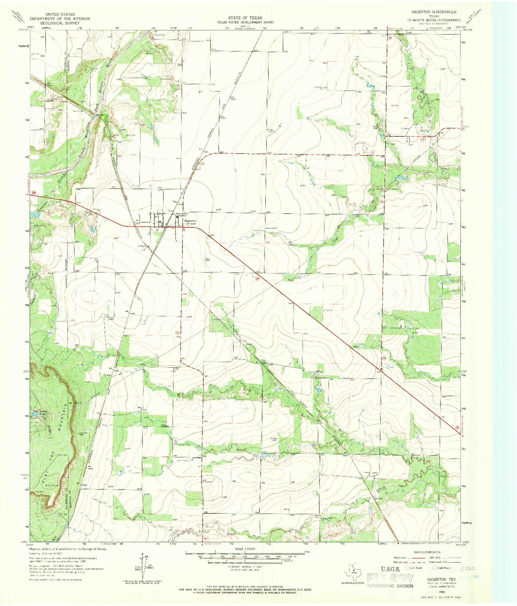 USGS 1:24000-SCALE QUADRANGLE FOR SAGERTON, TX 1964