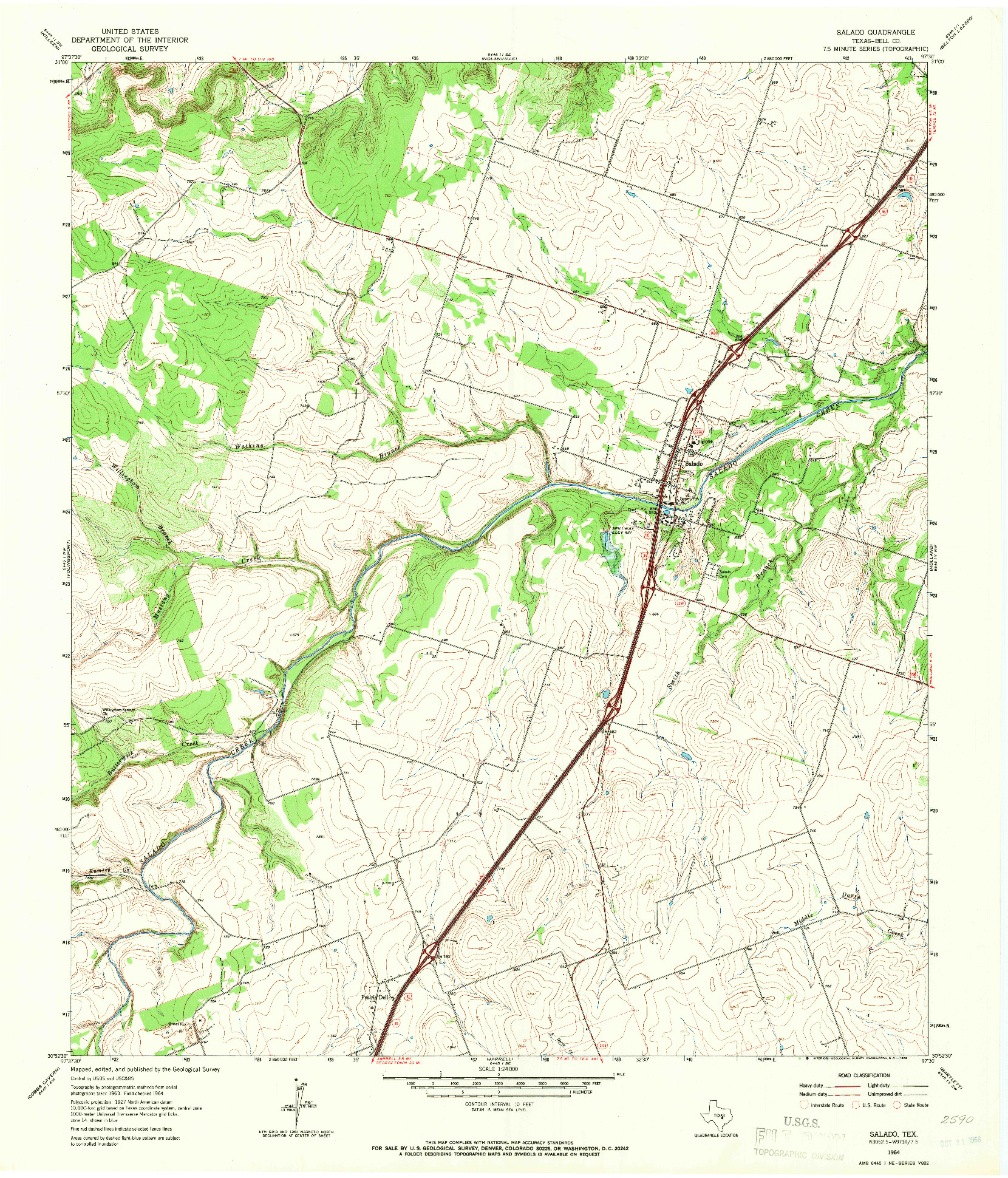 USGS 1:24000-SCALE QUADRANGLE FOR SALADO, TX 1964