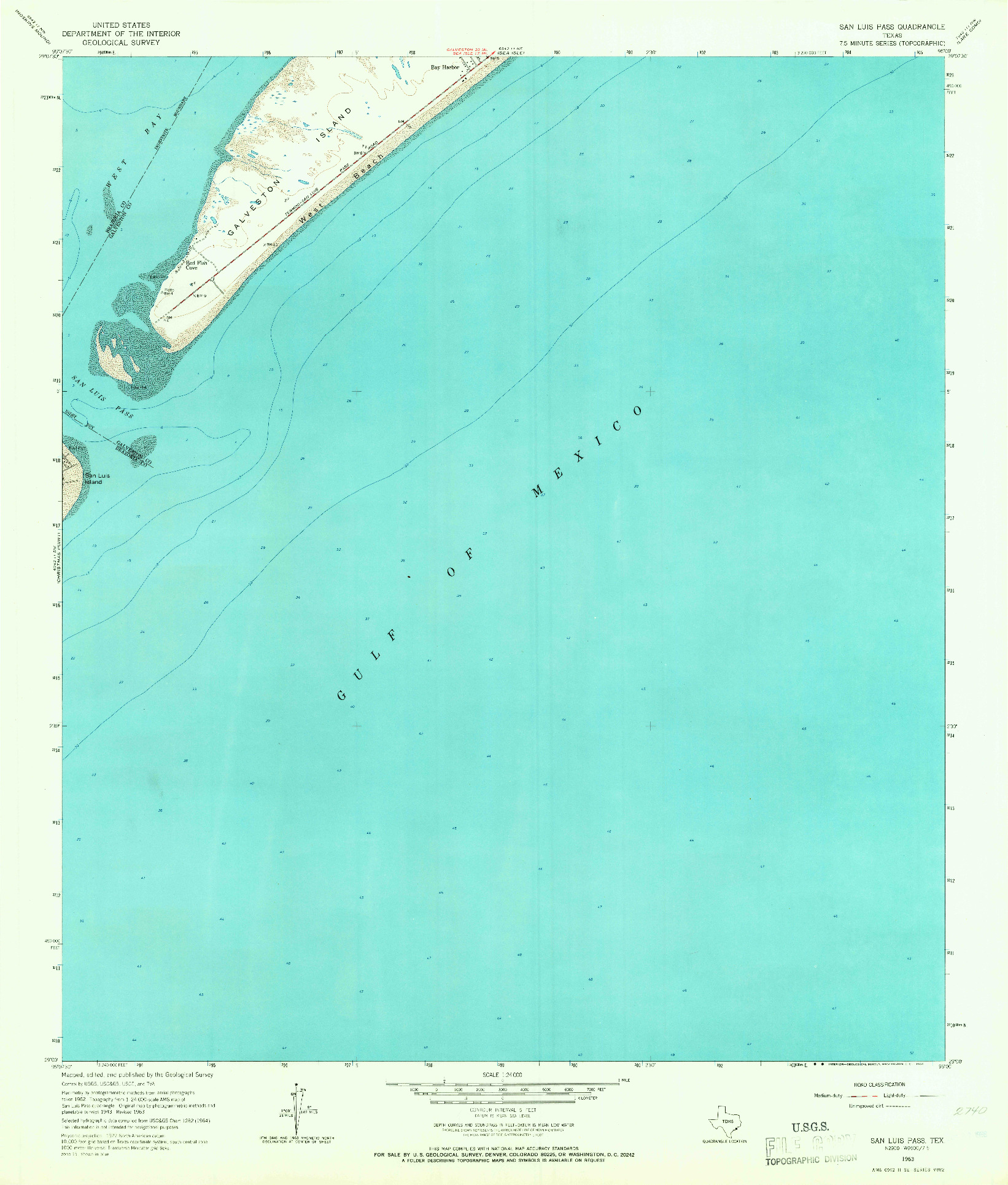 USGS 1:24000-SCALE QUADRANGLE FOR SAN LUIS PASS, TX 1963