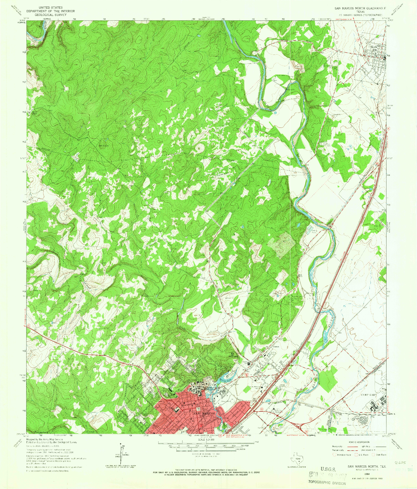 USGS 1:24000-SCALE QUADRANGLE FOR SAN MARCOS NORTH, TX 1964