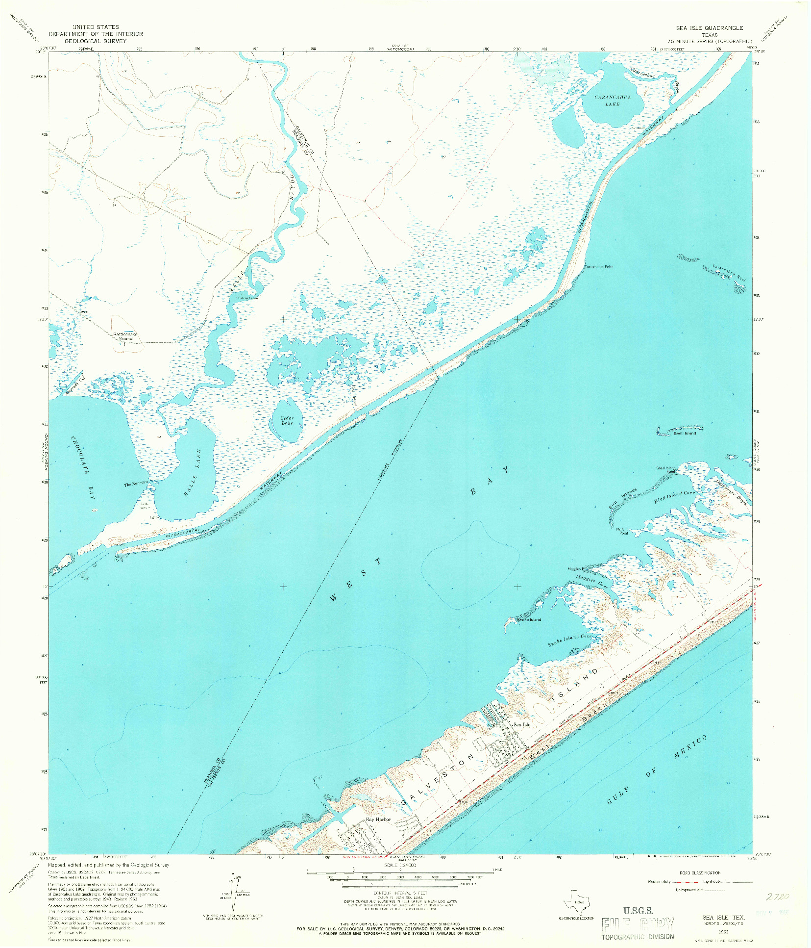 USGS 1:24000-SCALE QUADRANGLE FOR SEA ISLE, TX 1963