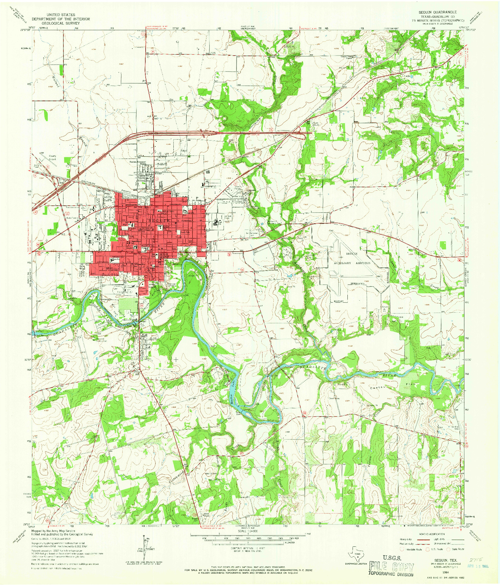 USGS 1:24000-SCALE QUADRANGLE FOR SEGUIN, TX 1964