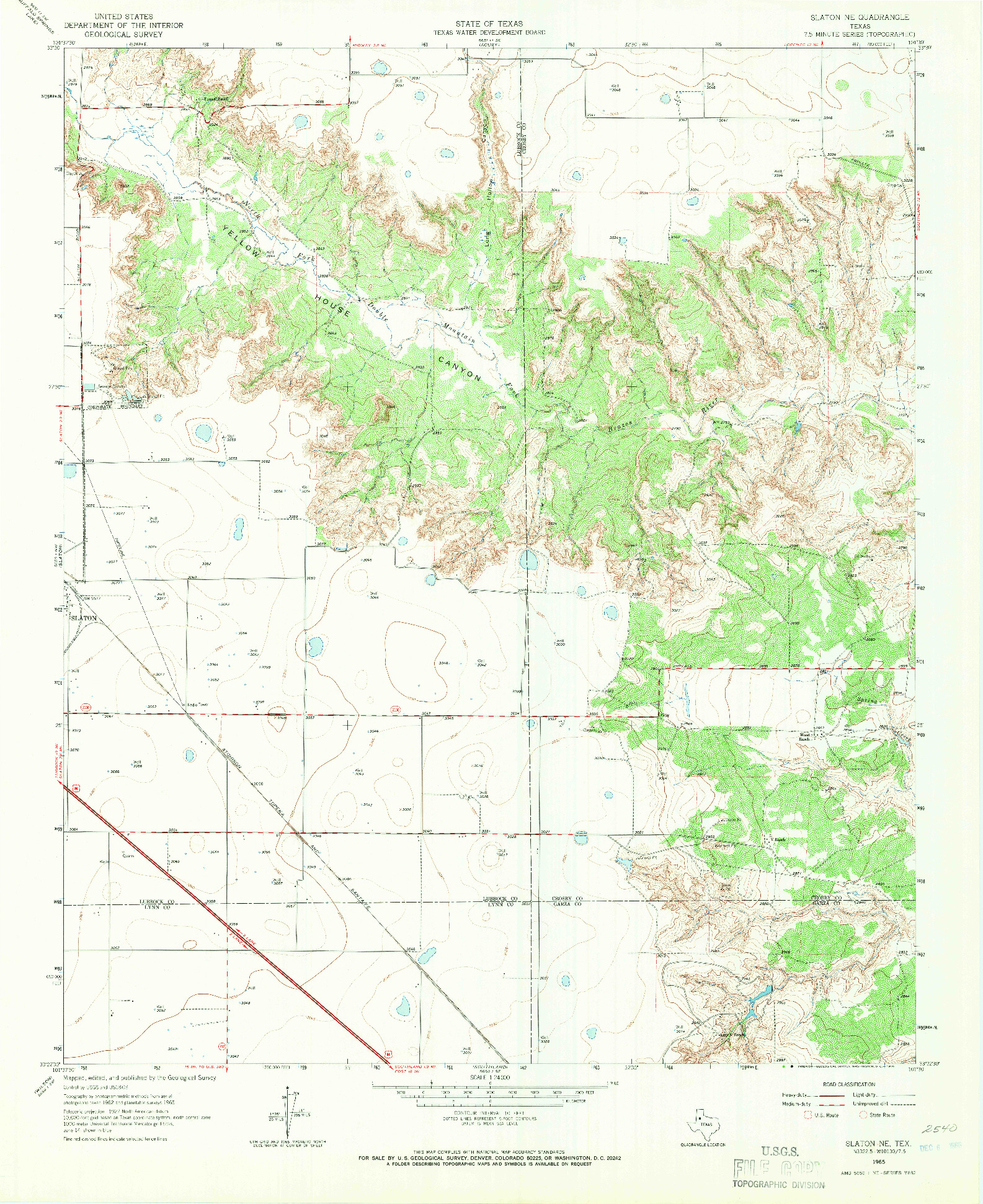 USGS 1:24000-SCALE QUADRANGLE FOR SLATON NE, TX 1965