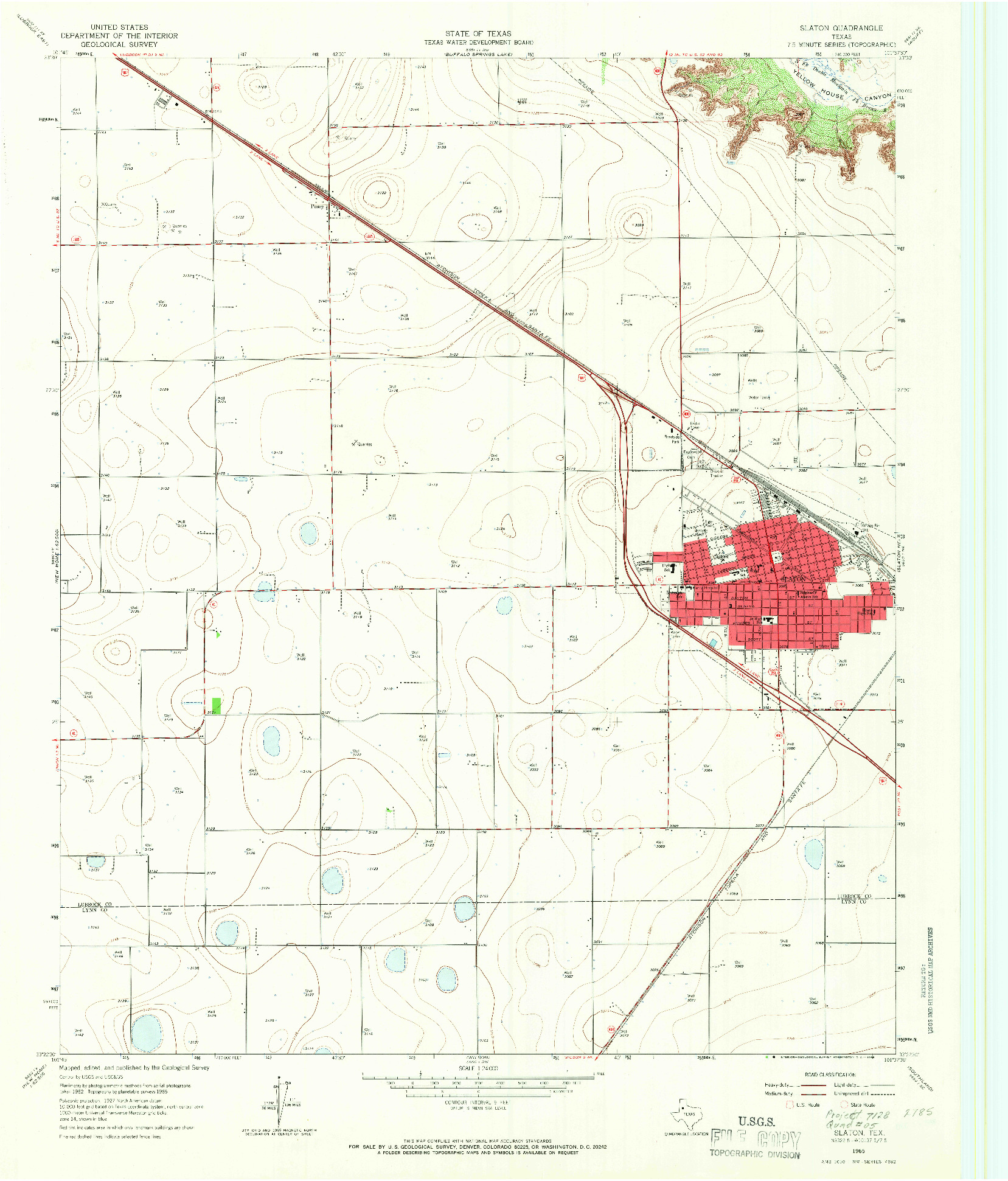 USGS 1:24000-SCALE QUADRANGLE FOR SLATON, TX 1965