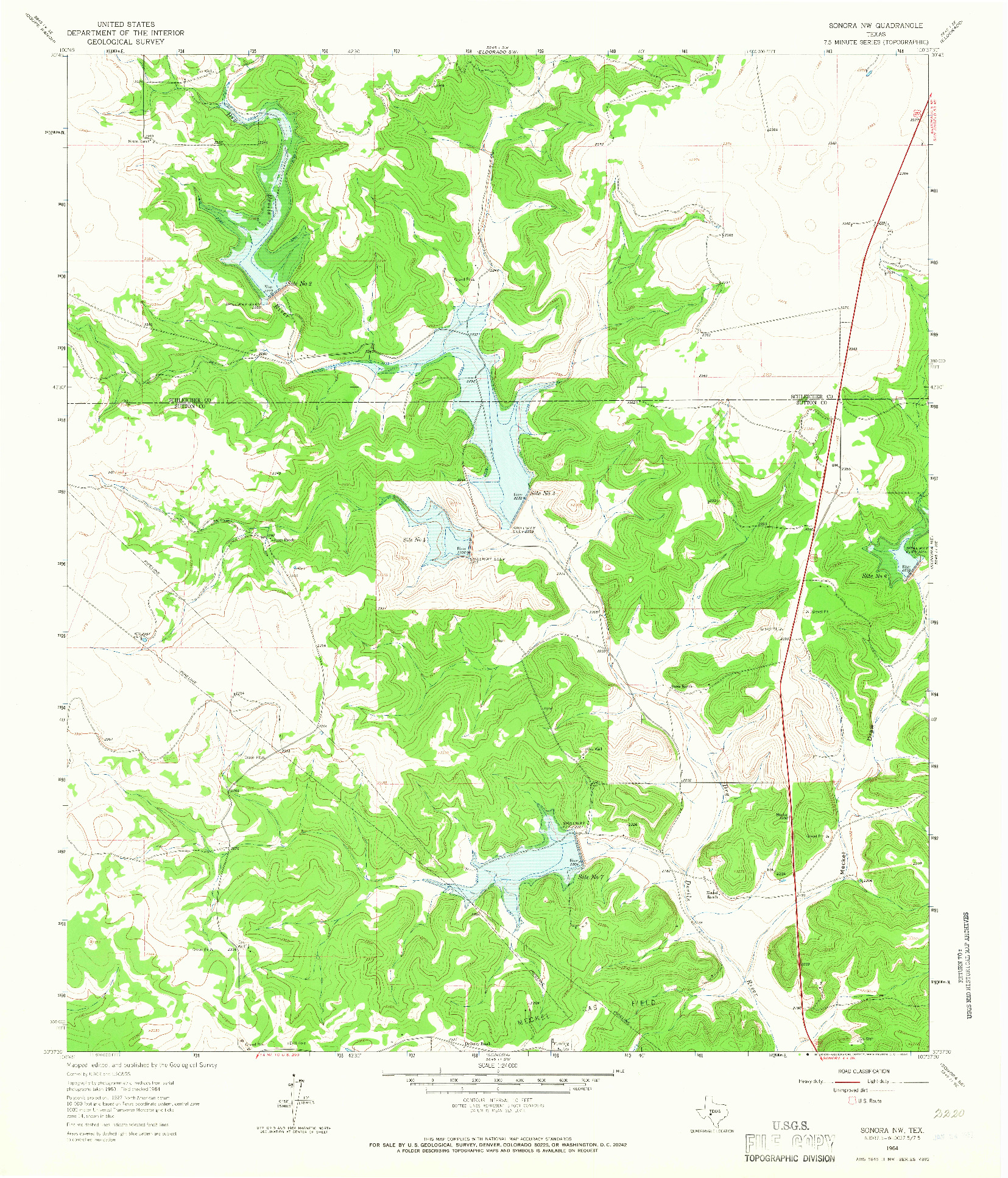 USGS 1:24000-SCALE QUADRANGLE FOR SONORA NW, TX 1964