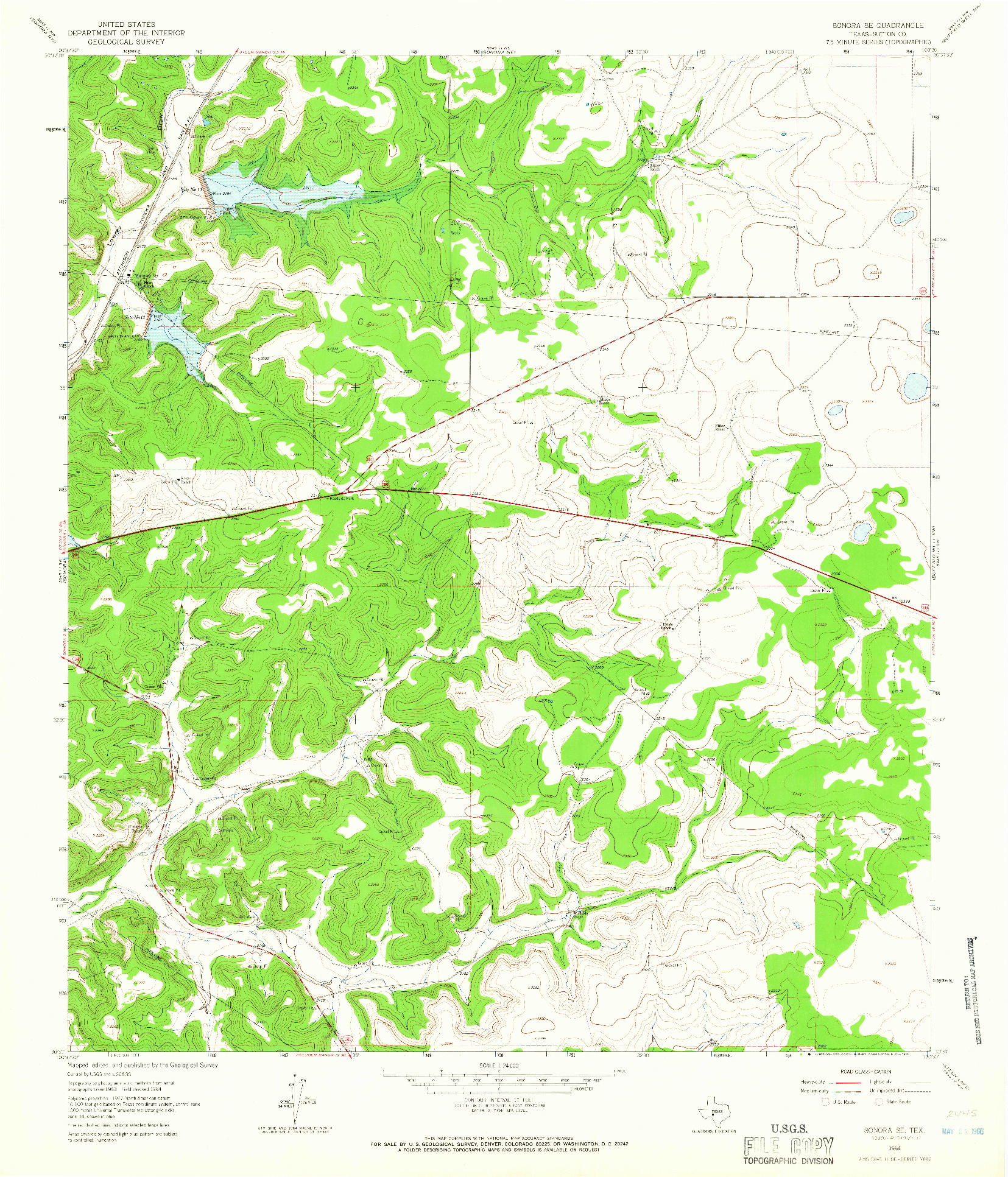 USGS 1:24000-SCALE QUADRANGLE FOR SONORA SE, TX 1964