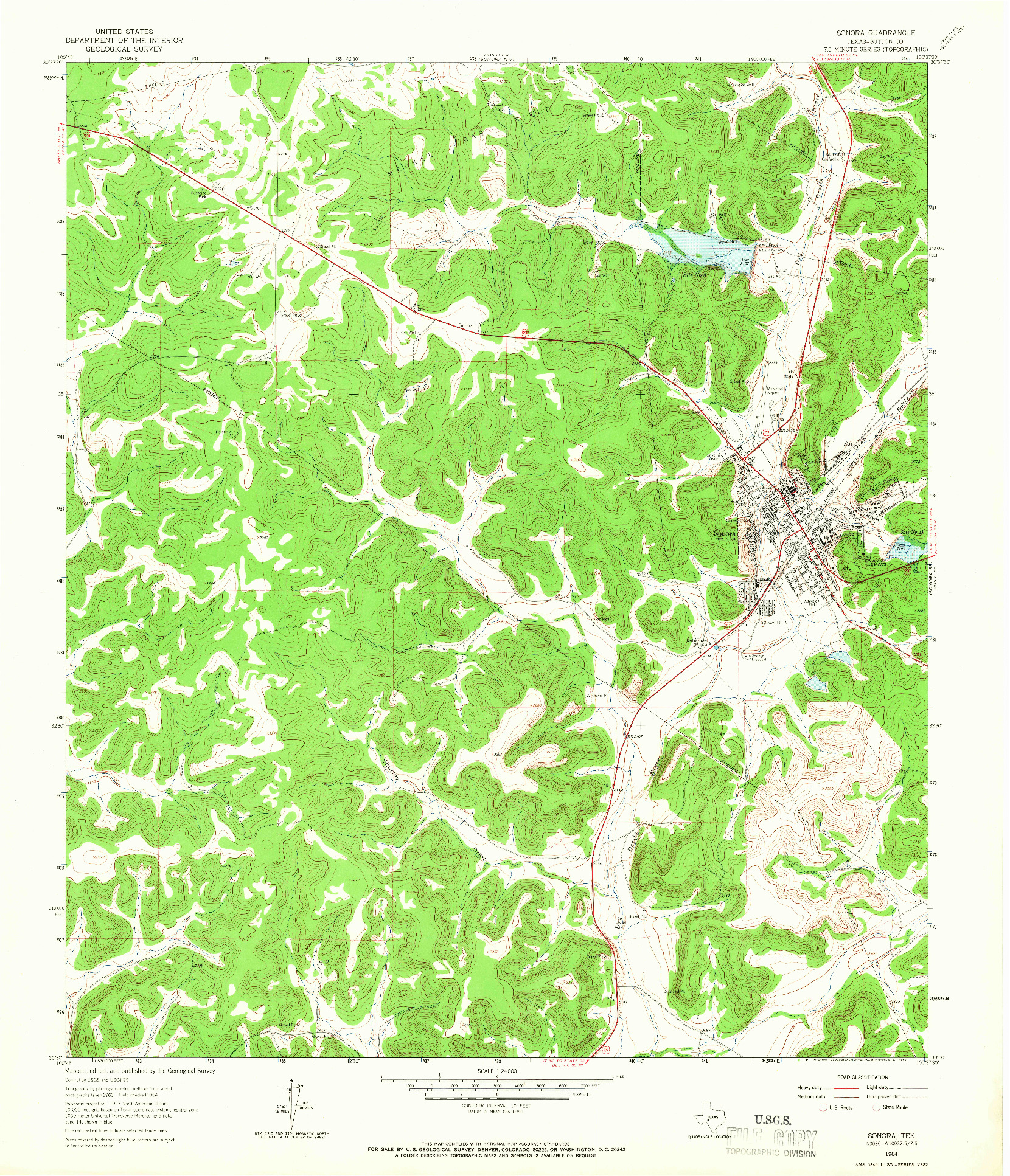 USGS 1:24000-SCALE QUADRANGLE FOR SONORA, TX 1964